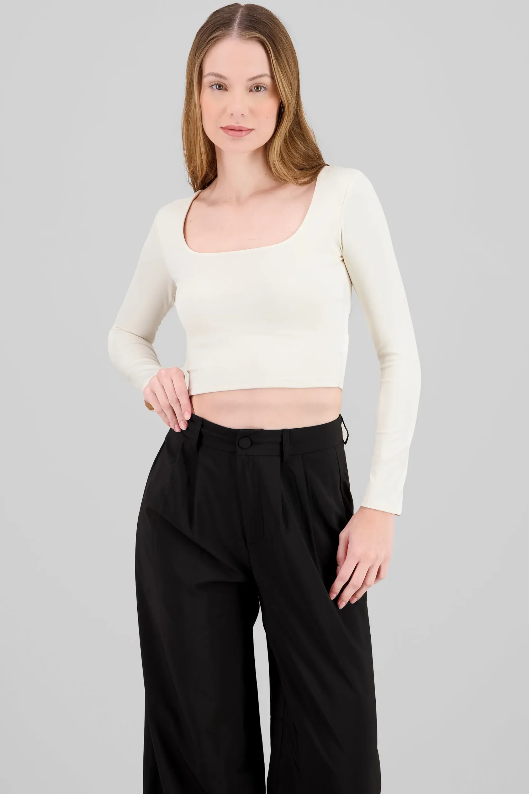 Shasa Square Neck Long Sleeve Top