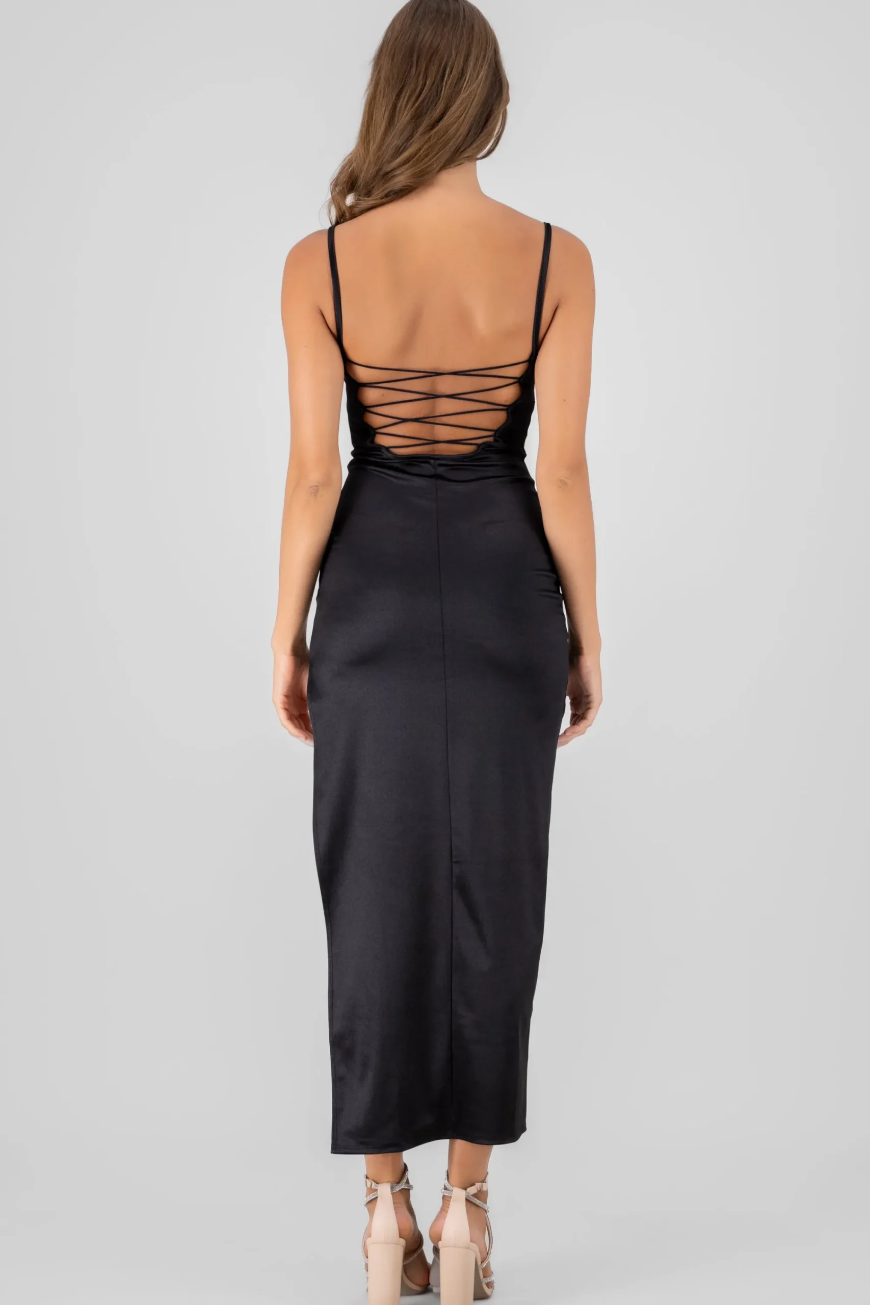 Shasa Square Neck Satin Dress