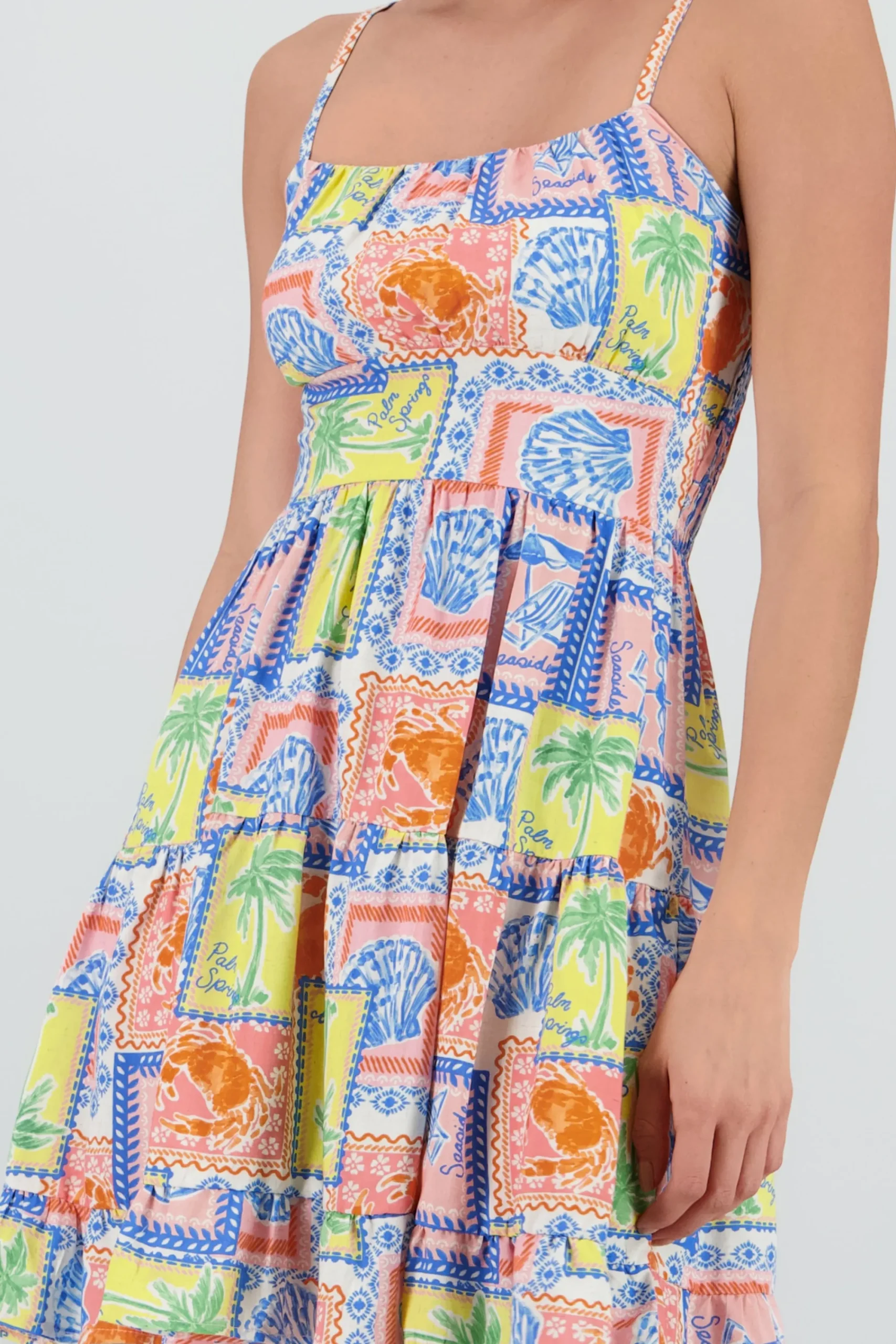 Shasa Square Neck Spaghetti Strap Mini Dress