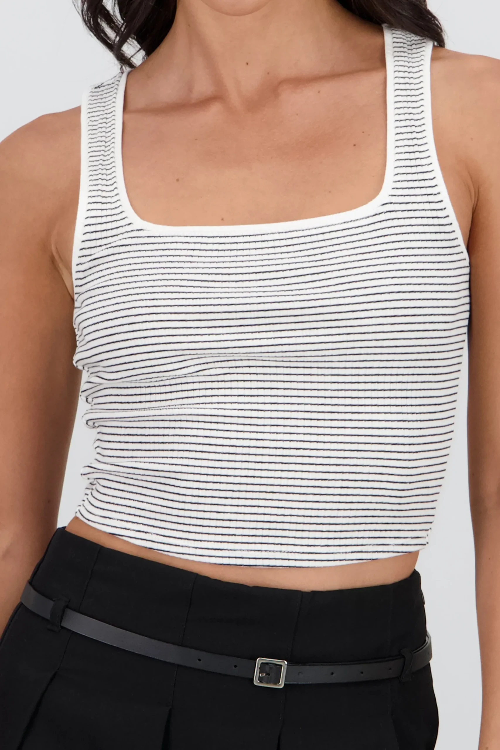 Shasa Square Neck Striped Top