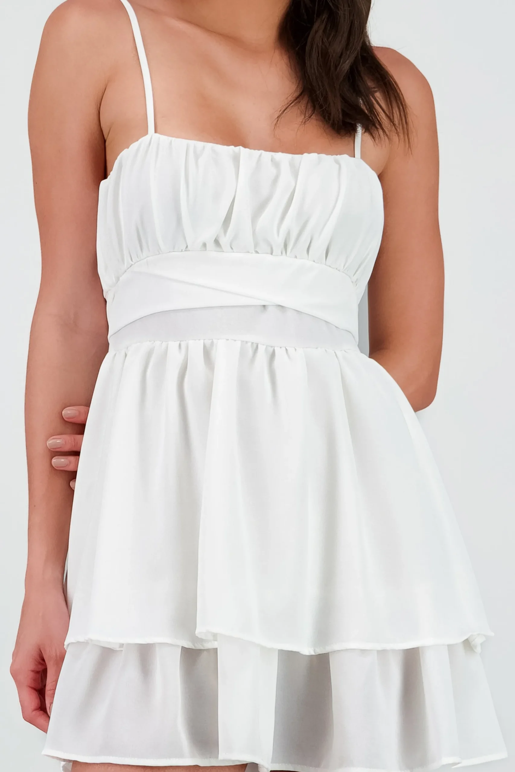 Shasa Square Neckline Ruffled Dress