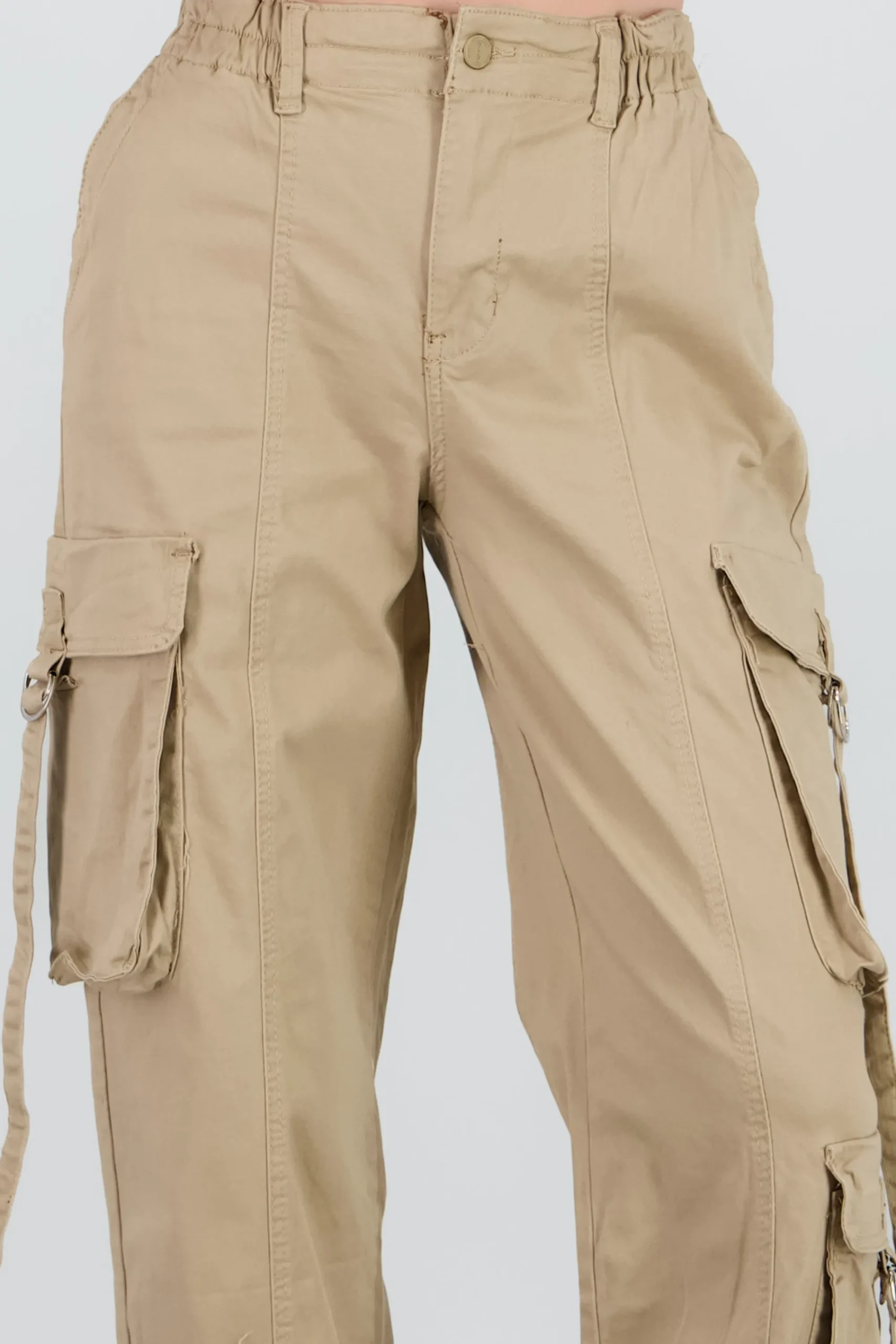Shasa Straight Leg Cargo Pants With Strap Detailing