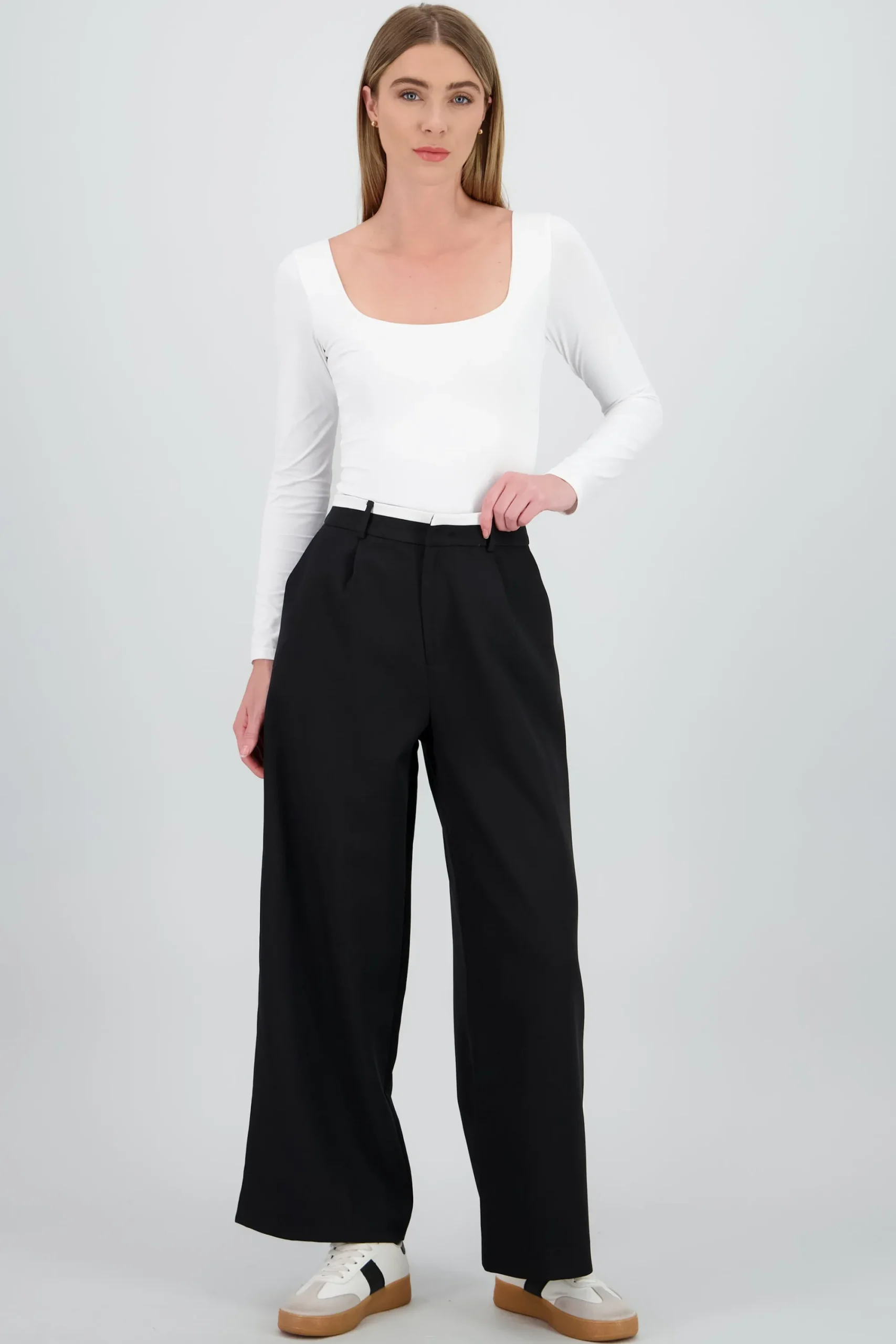 Shasa Straight Leg Pants with Contrast Detail