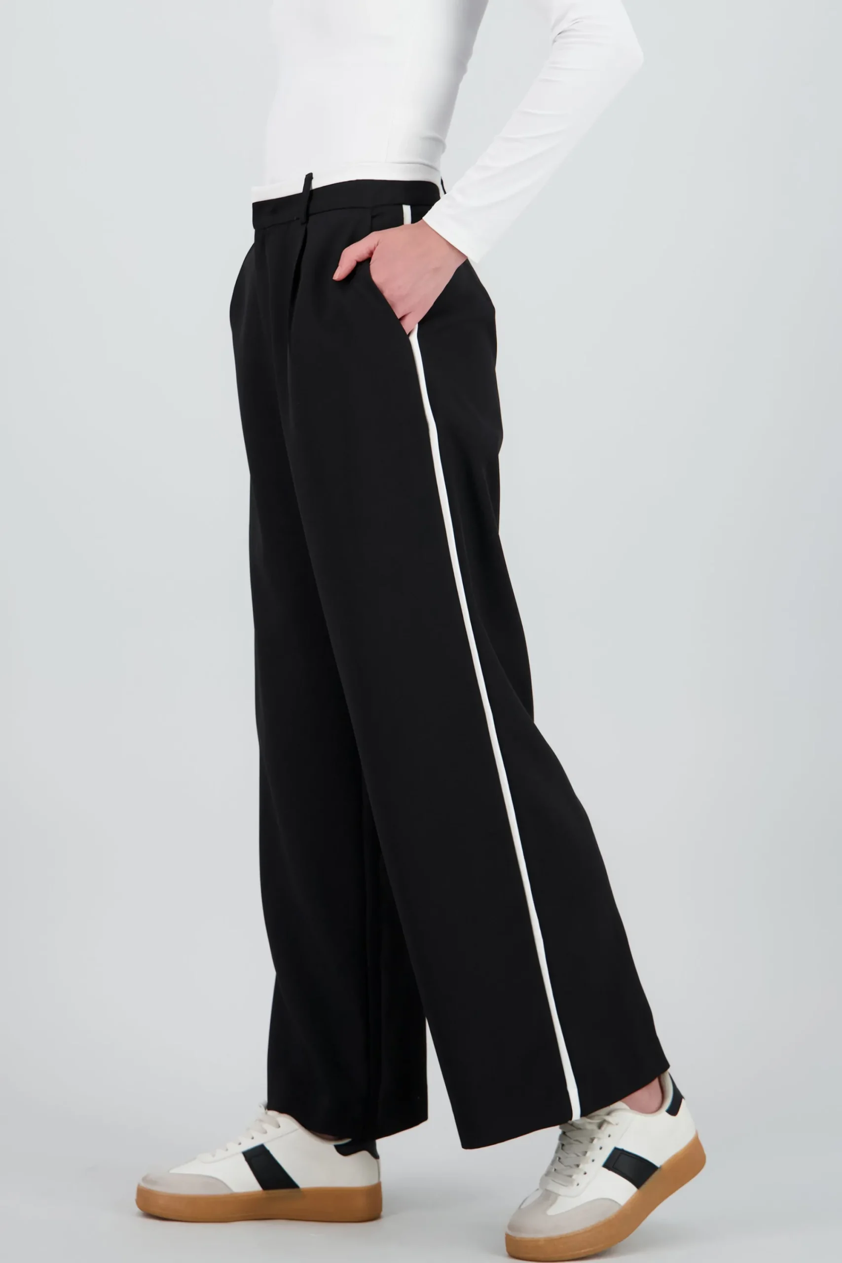 Shasa Straight Leg Pants with Contrast Detail