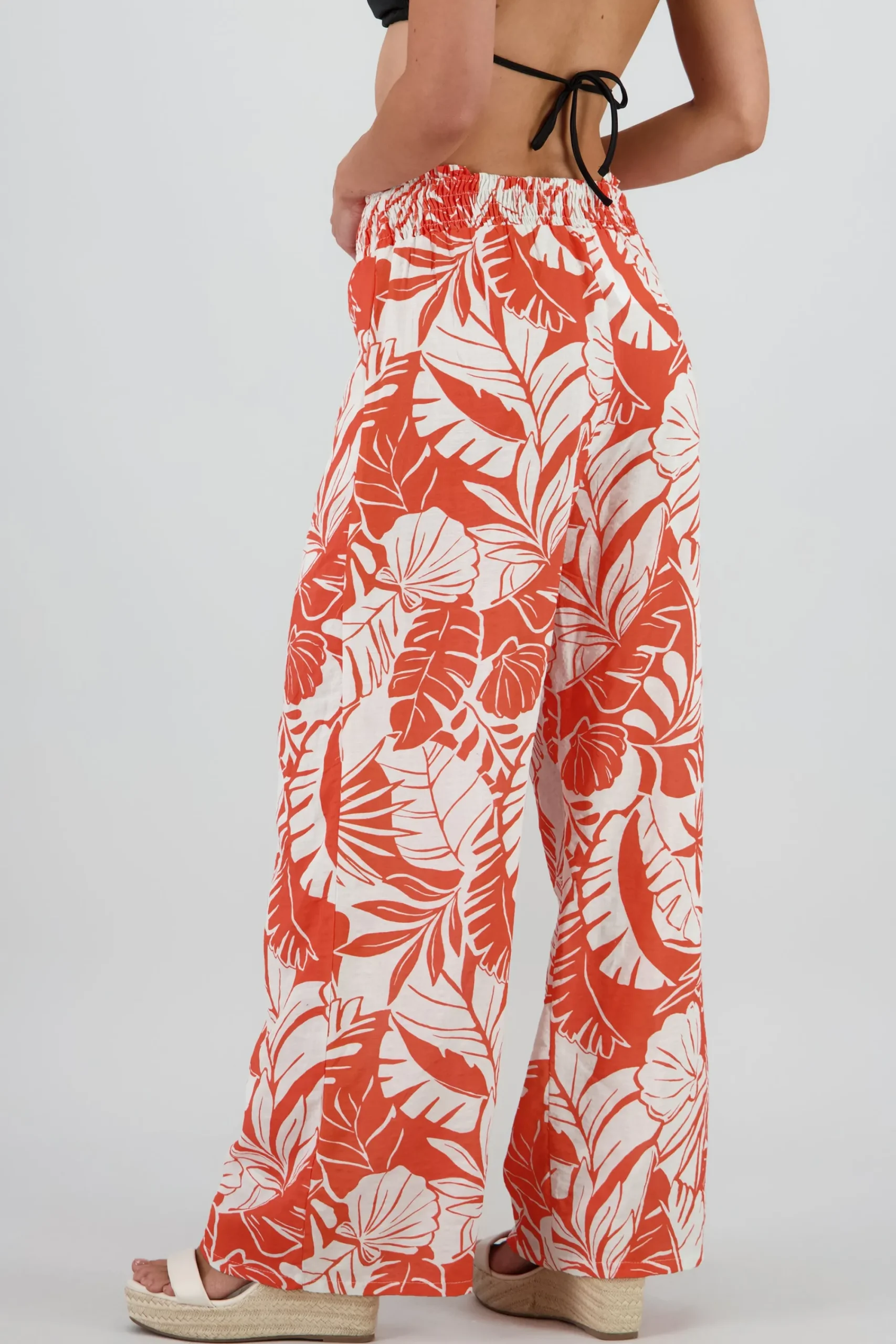 Shasa Straight Leg Pants with Wide Smocked Waistband