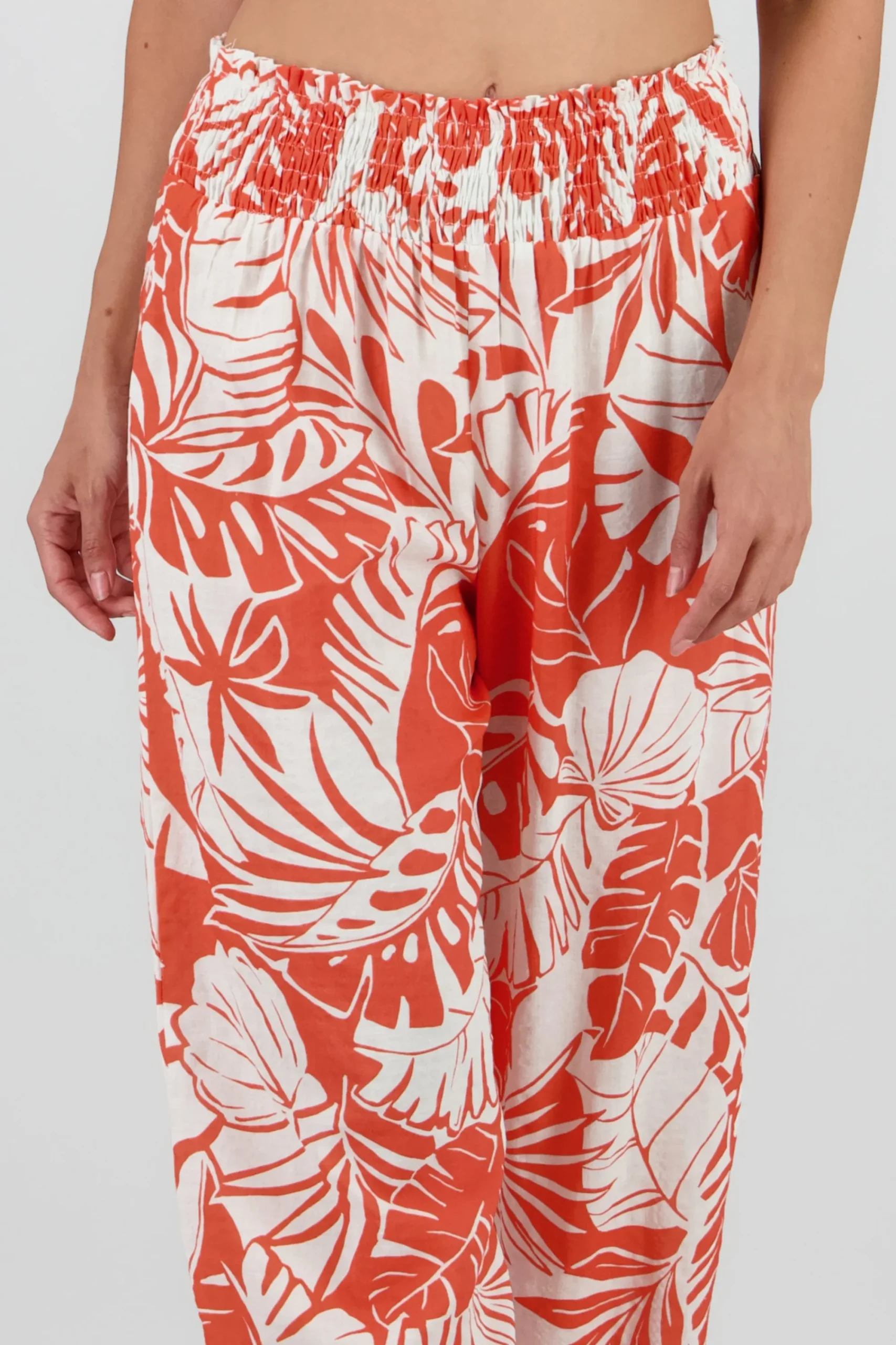 Shasa Straight Leg Pants with Wide Smocked Waistband