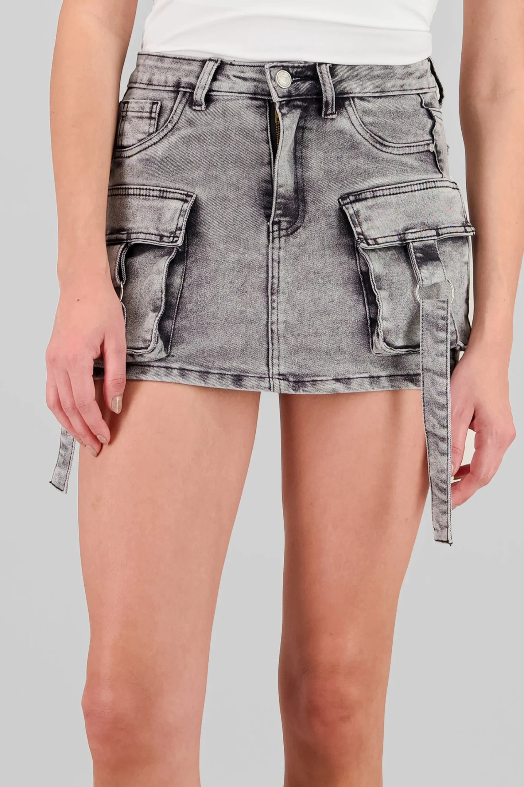 Shasa Straight Mini Cargo Skirt With Straps
