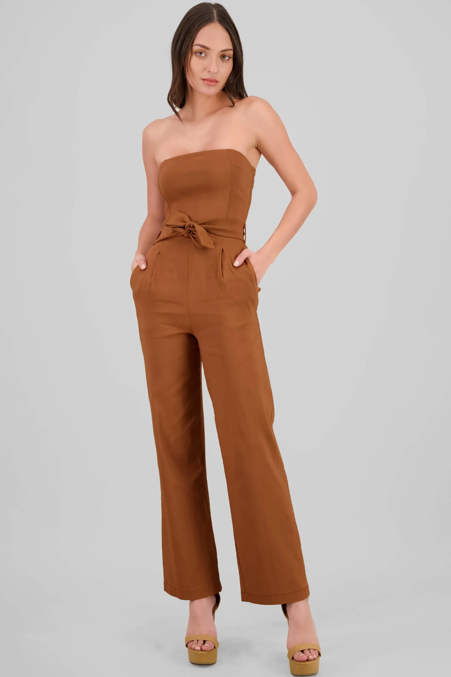 Shasa Strapless Belted Jumpsuit