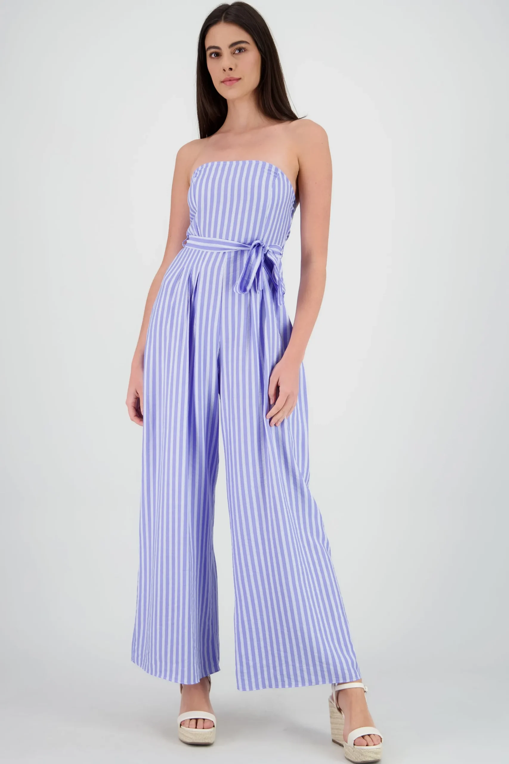 Shasa Strapless Jumpsuit with Striped Bow Detail