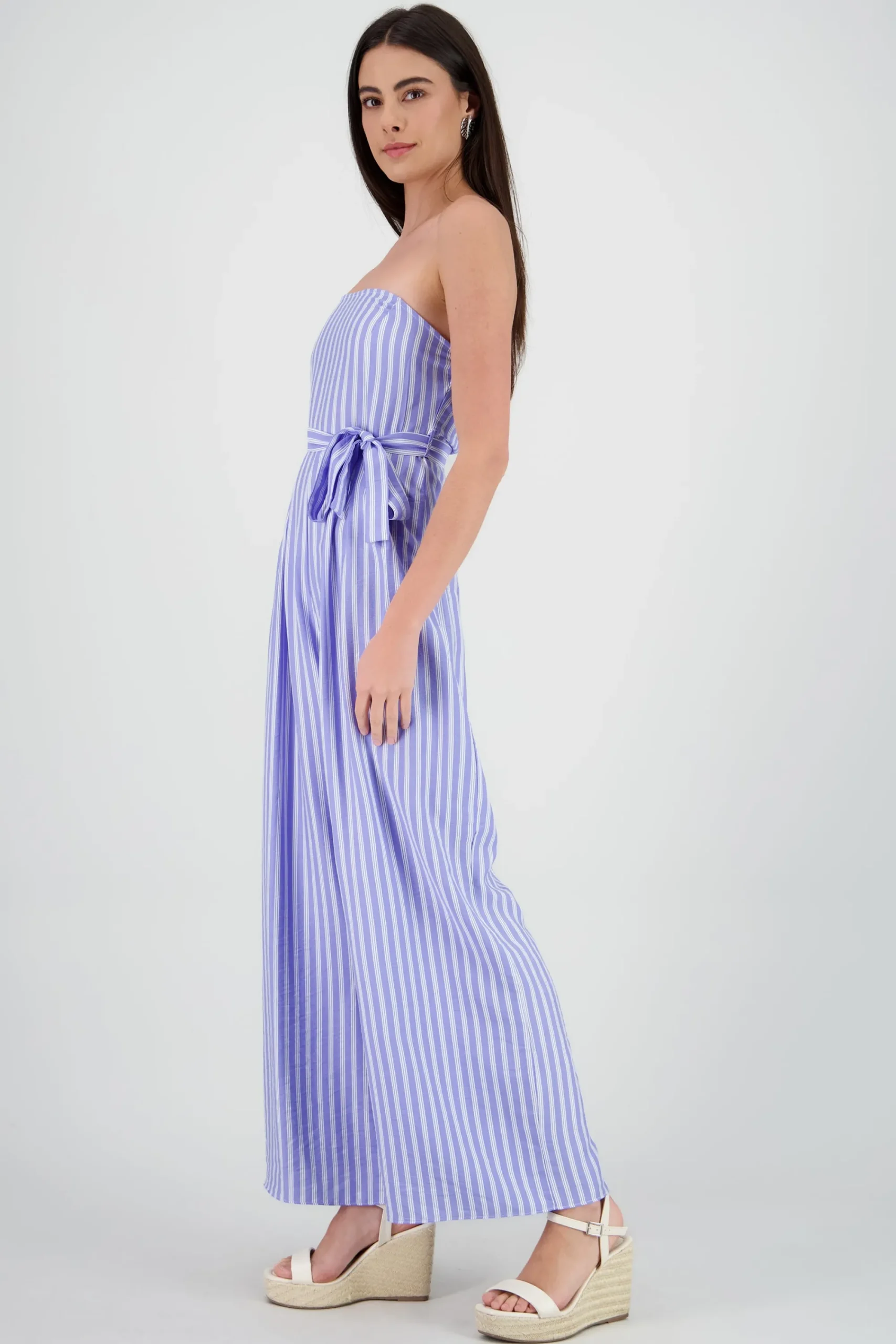 Shasa Strapless Jumpsuit with Striped Bow Detail