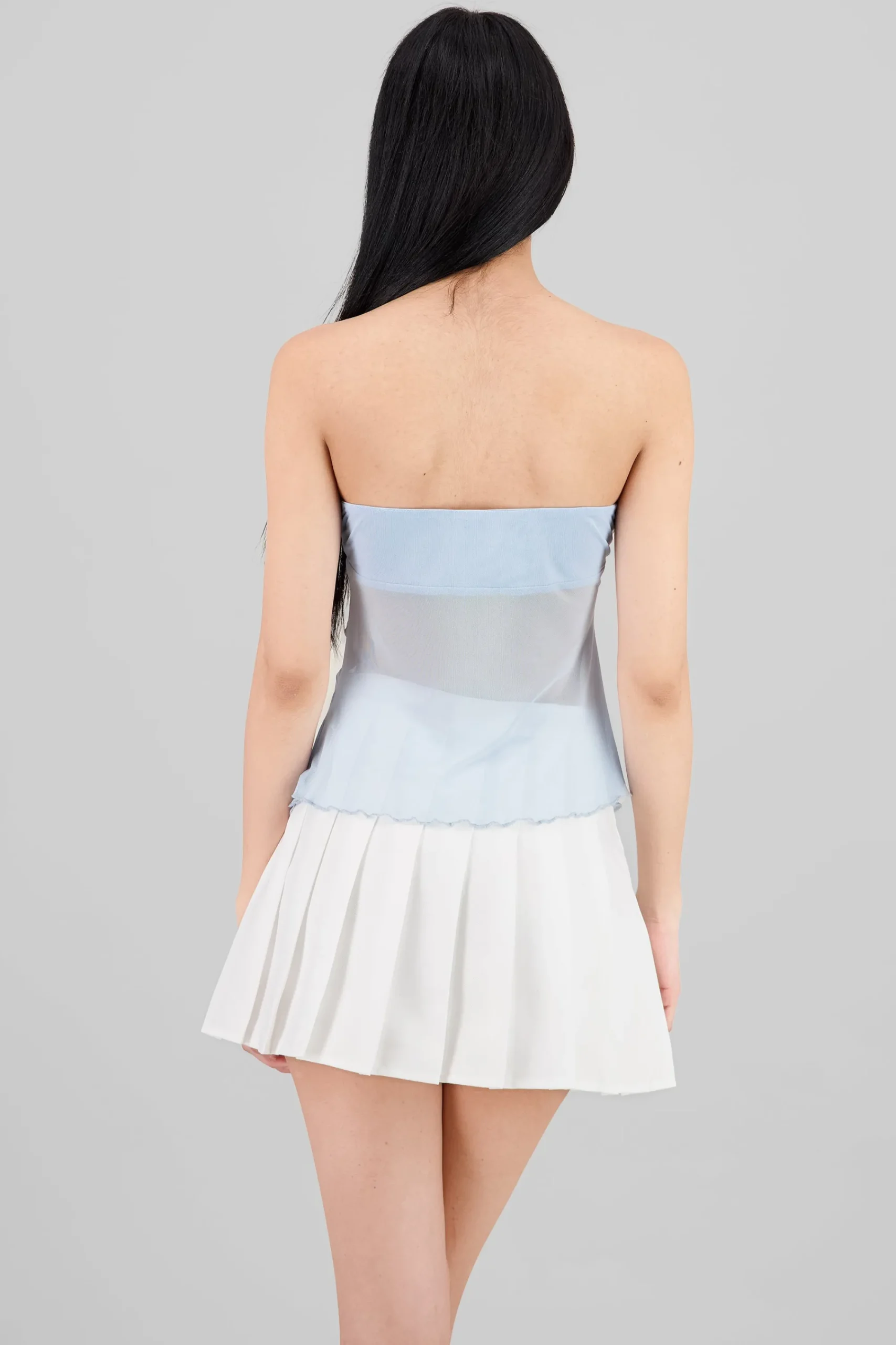 Shasa Strapless Mesh Drawstring Top