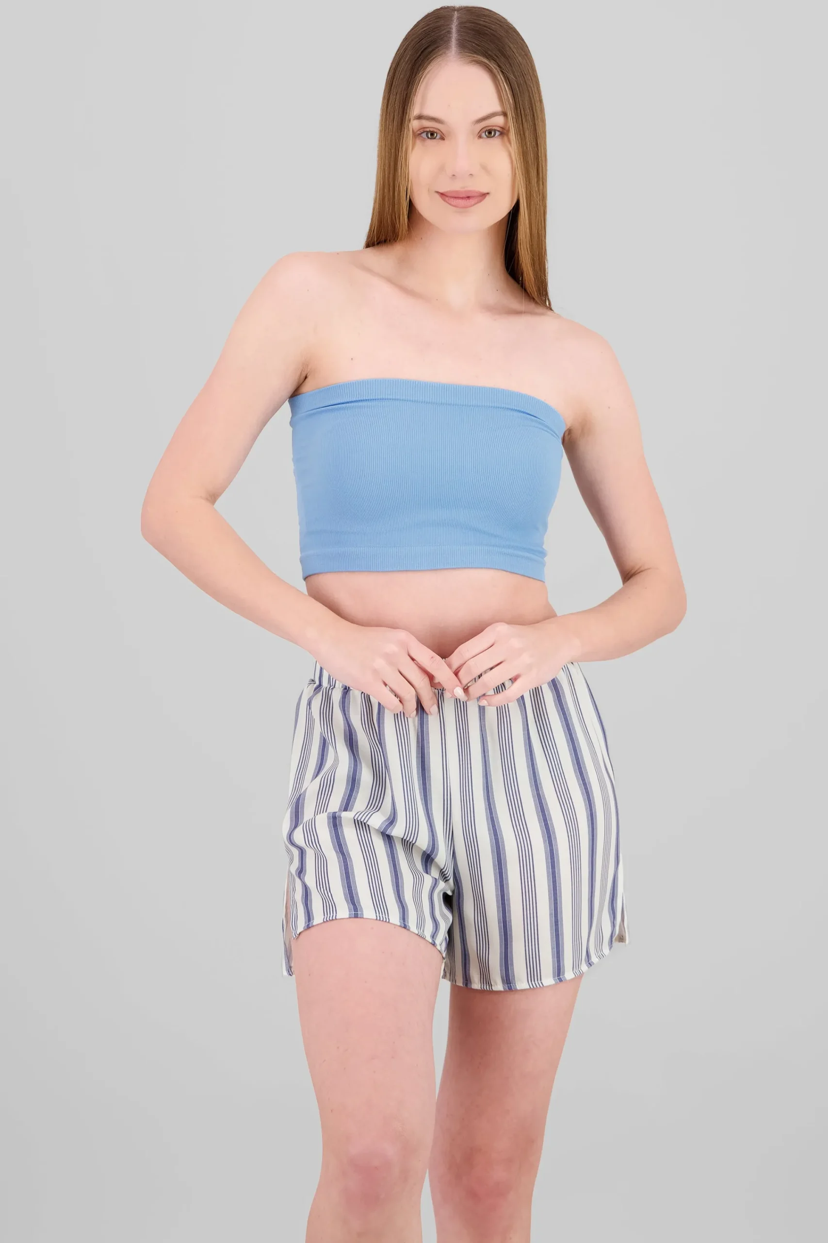 Shasa Strapless ribbed tube top