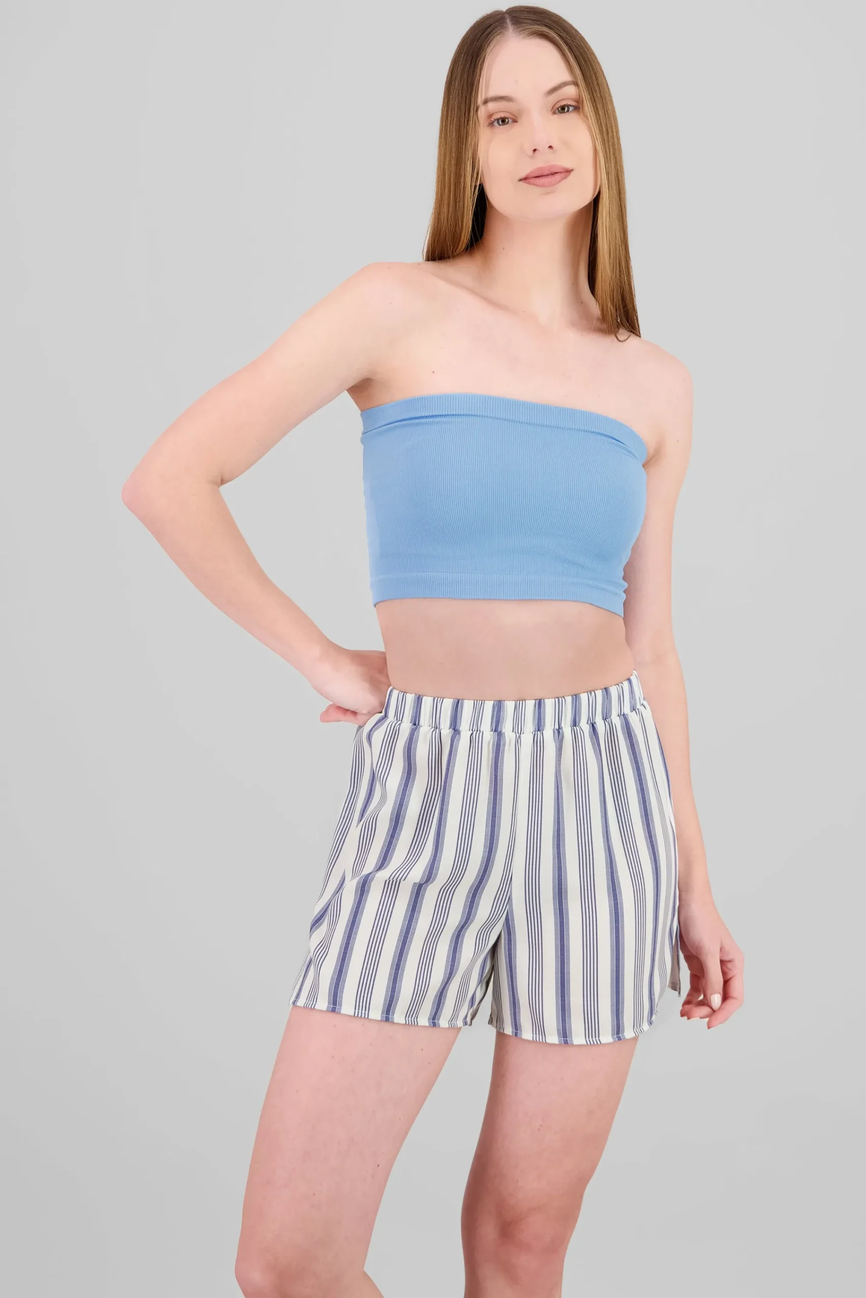Shasa Strapless ribbed tube top