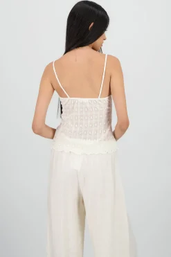 Shasa Strappy Lace Blouse with Gathered Detail