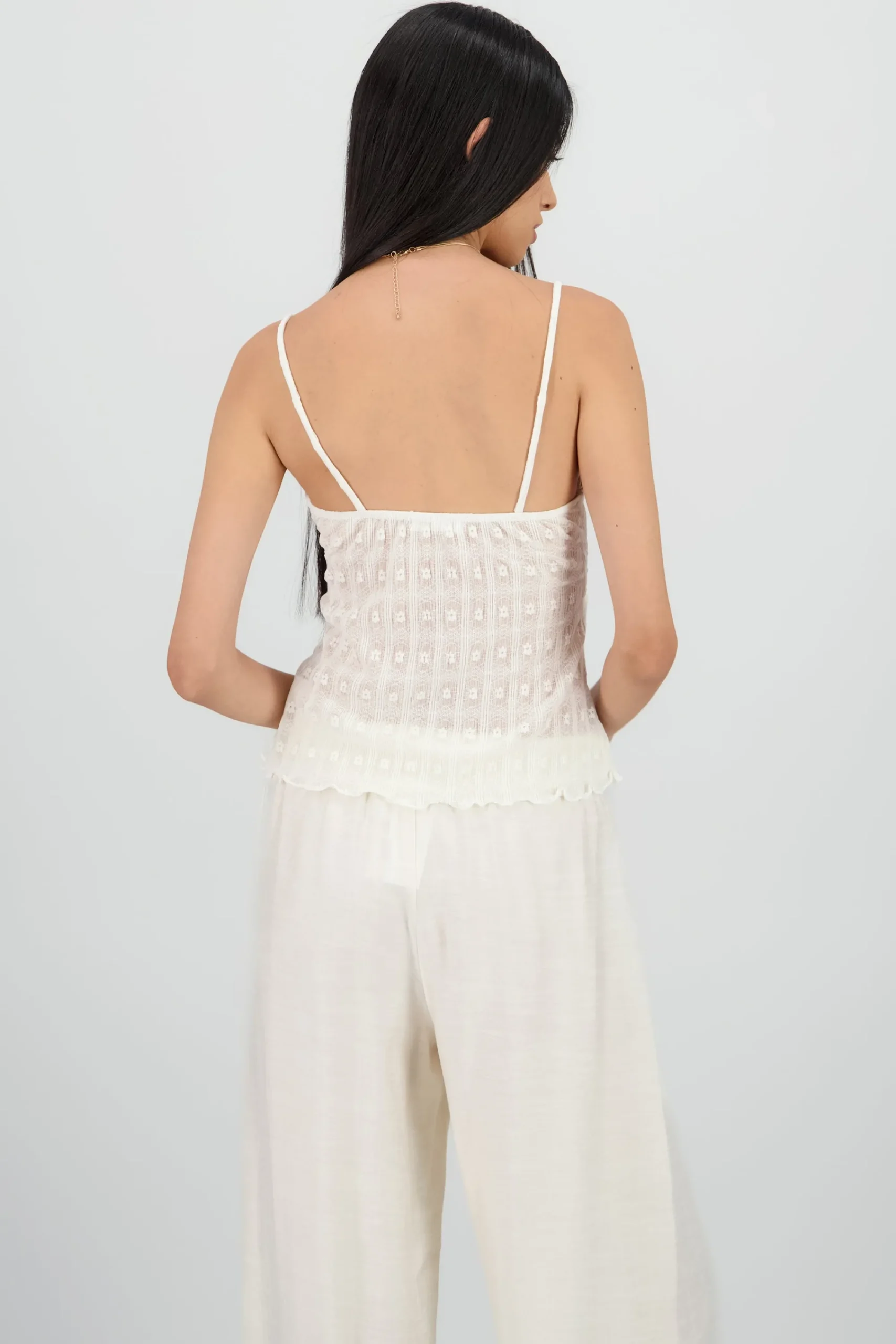 Shasa Strappy Lace Blouse with Gathered Detail