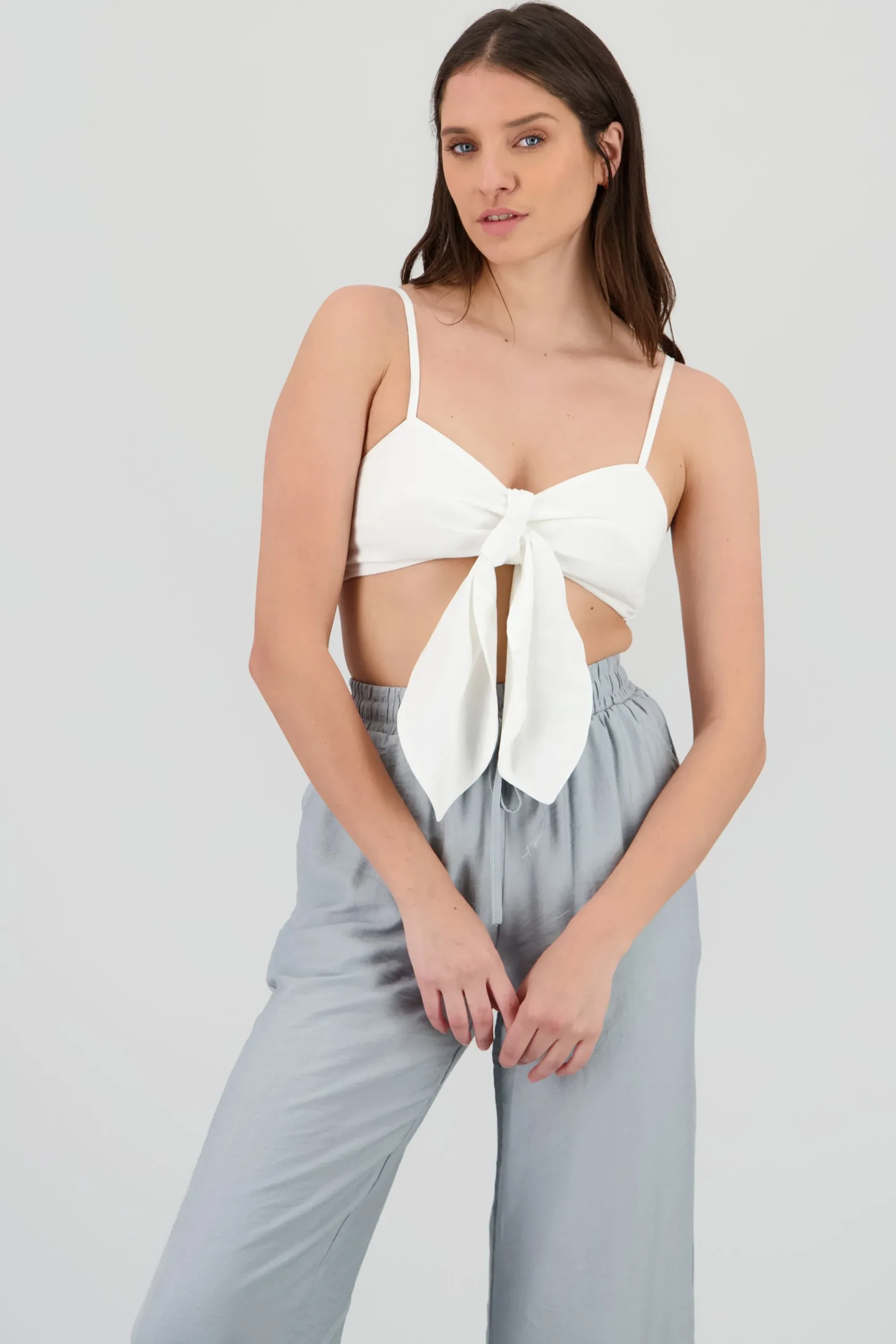 Shasa Strapy Cropped Top with Tie