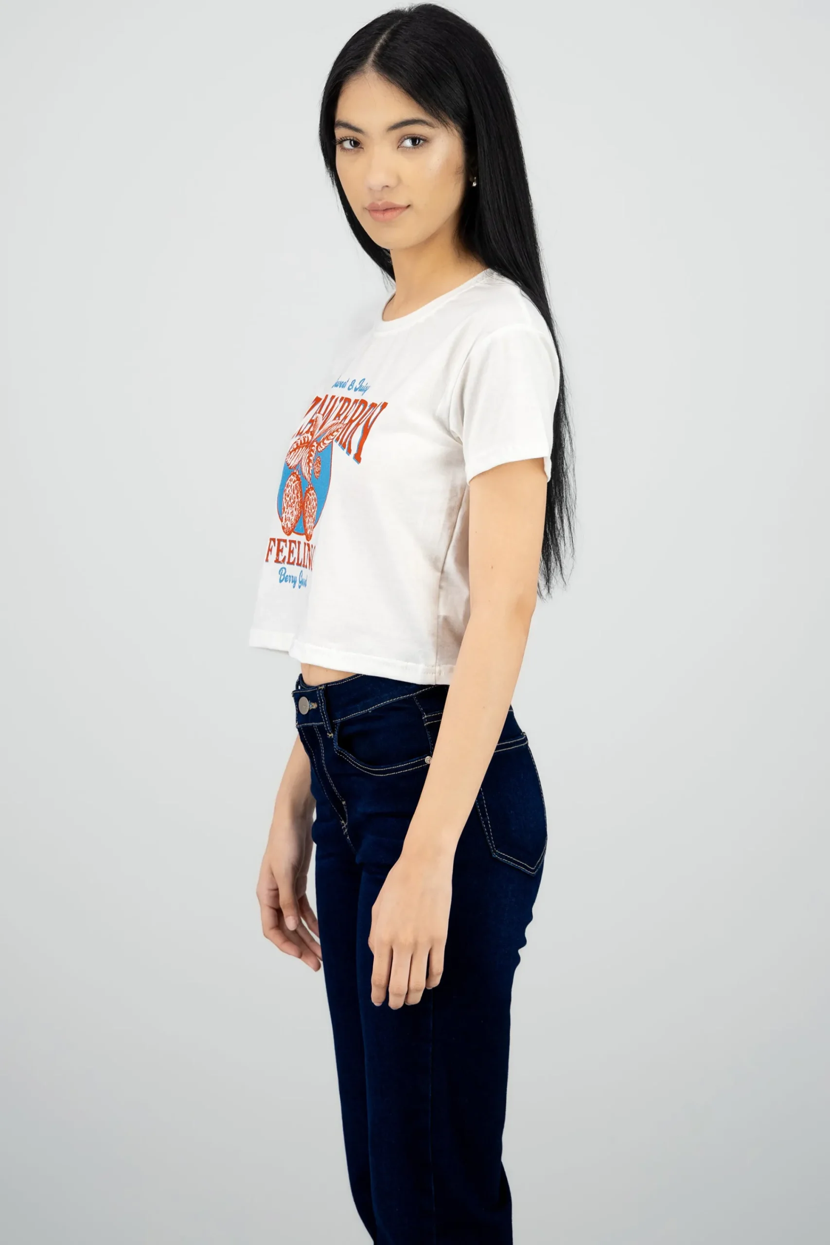 Shasa Strawberry Printed Crop T Shirt