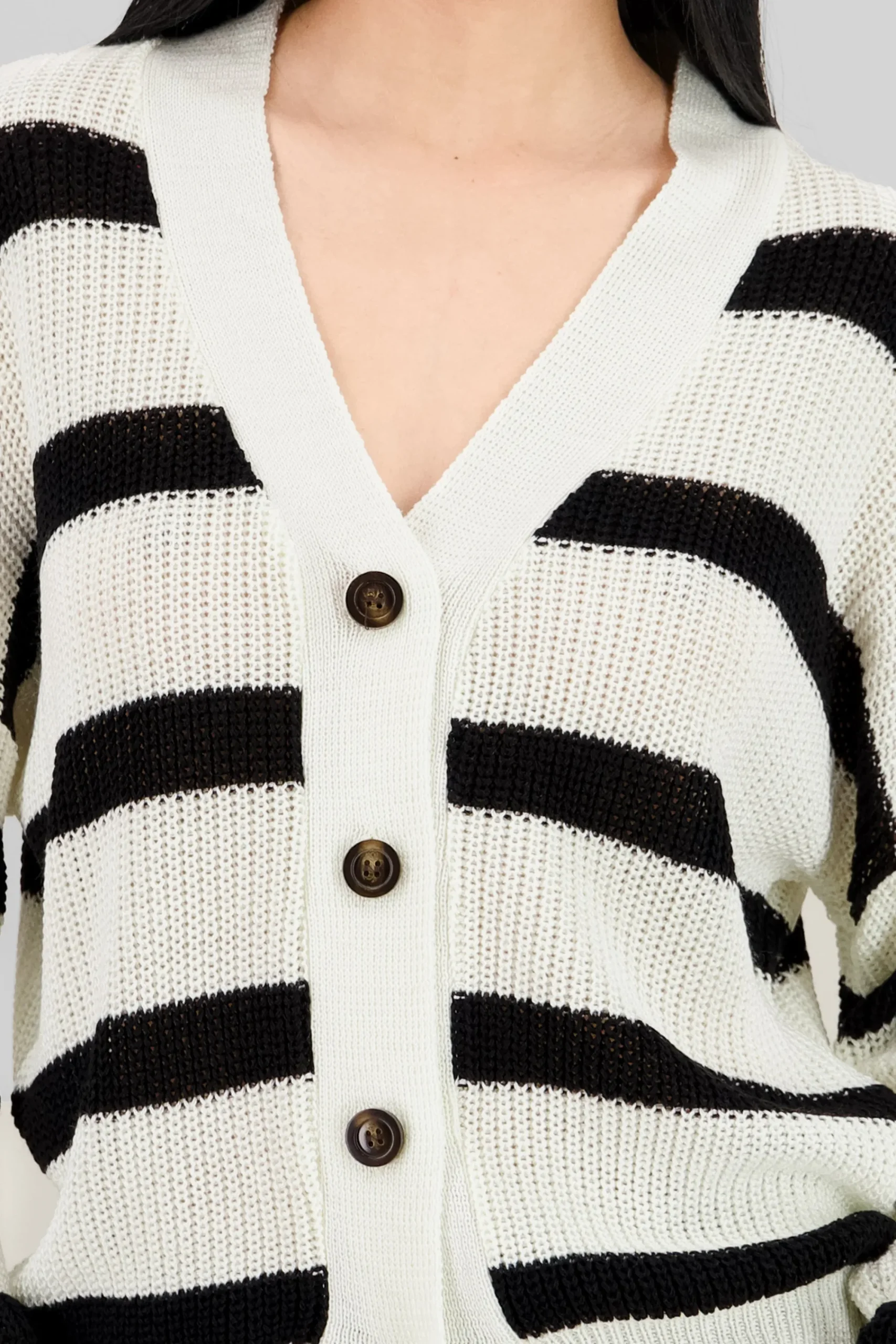 Shasa Striped Button Knit Cardigan