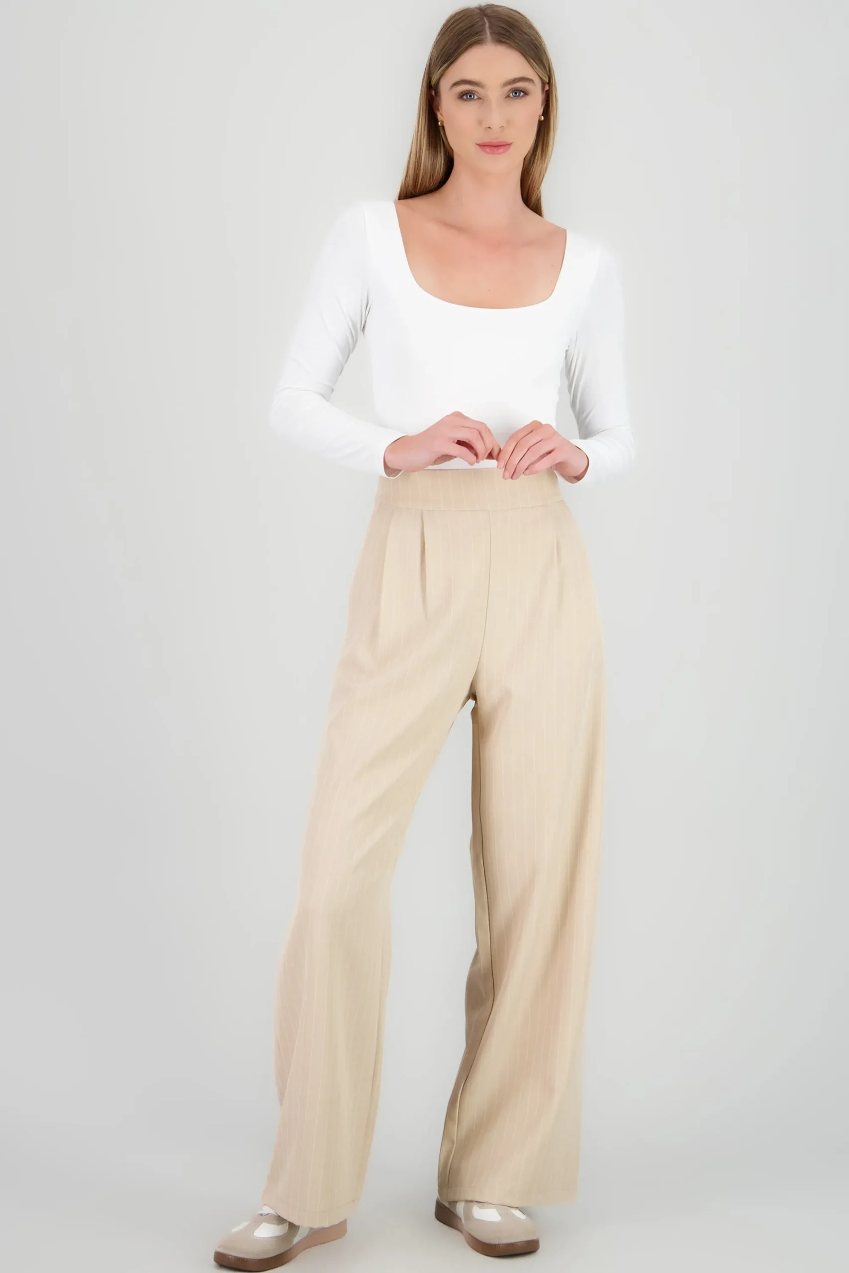 Shasa Striped Detail Straight Pants