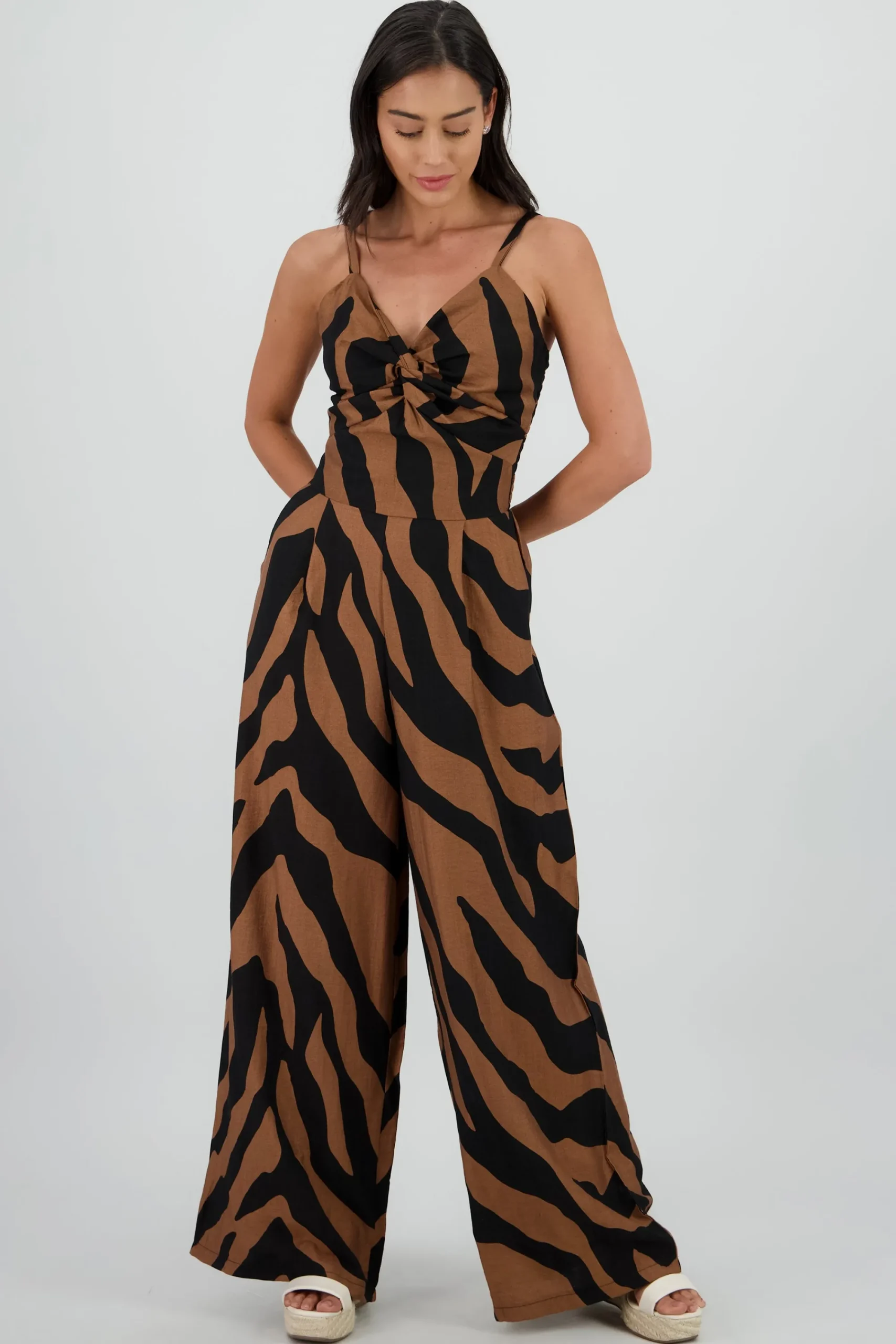 Shasa Striped Jumpsuit with Knot Detail