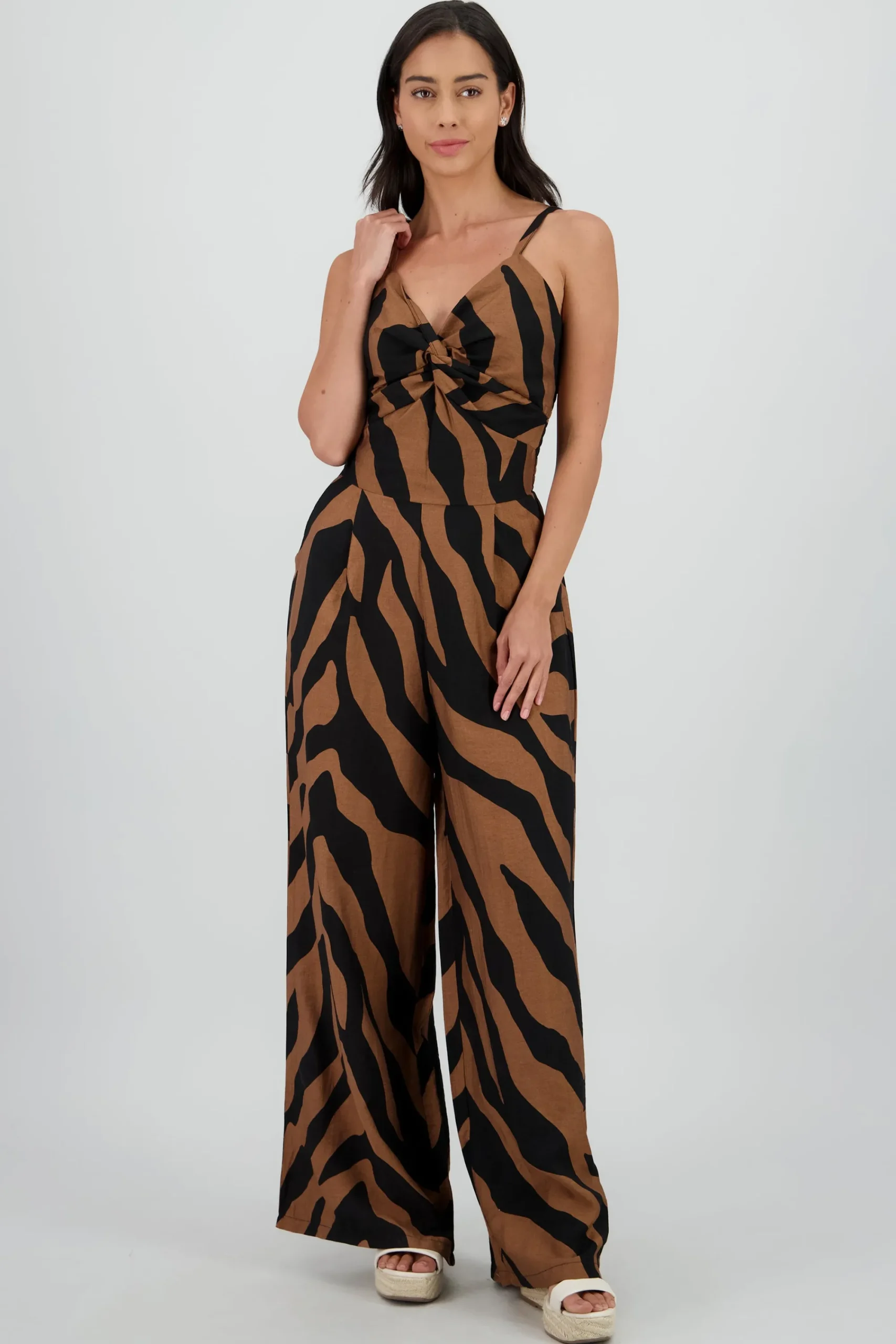Shasa Striped Jumpsuit with Knot Detail