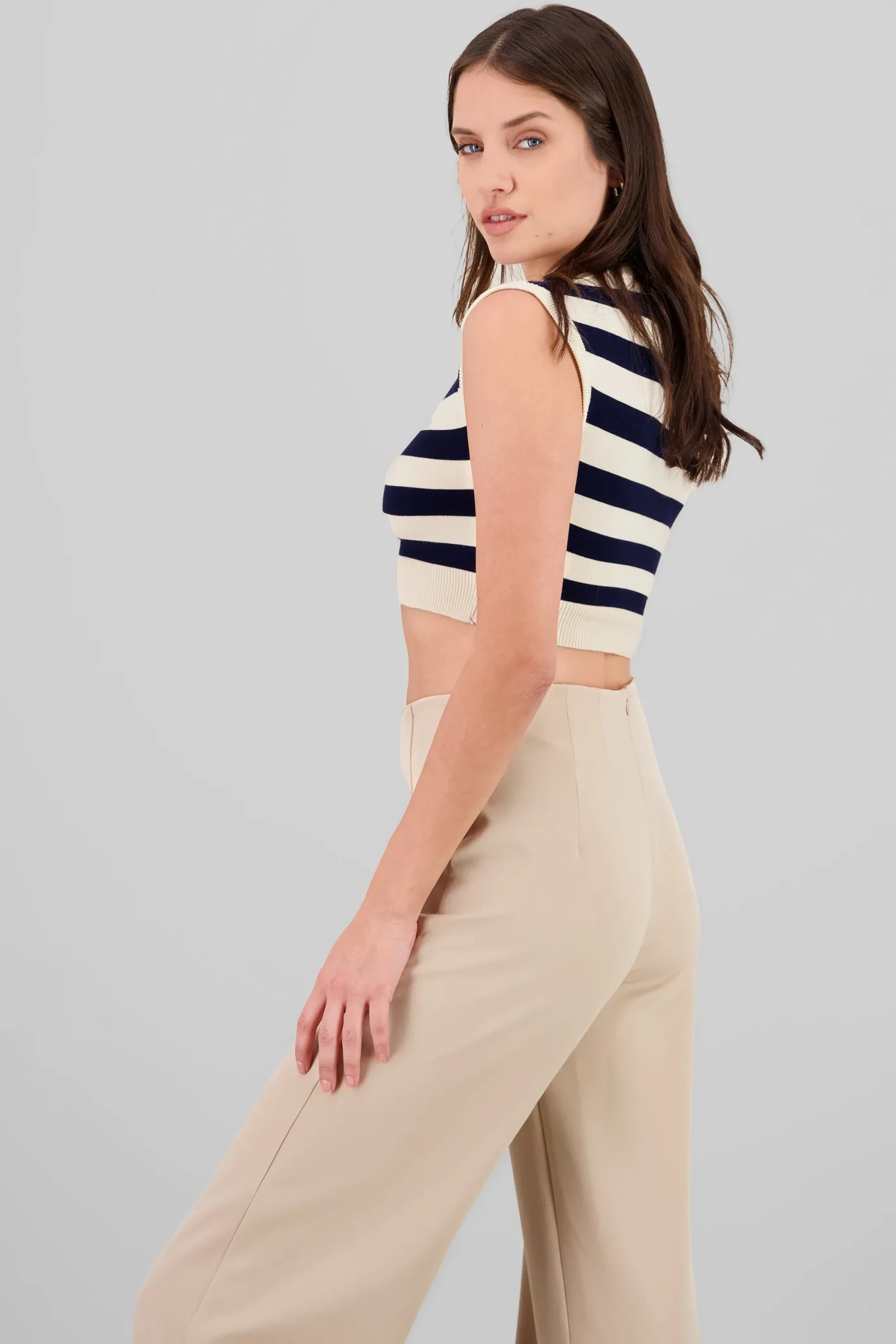 Shasa Striped Knit Crop Top