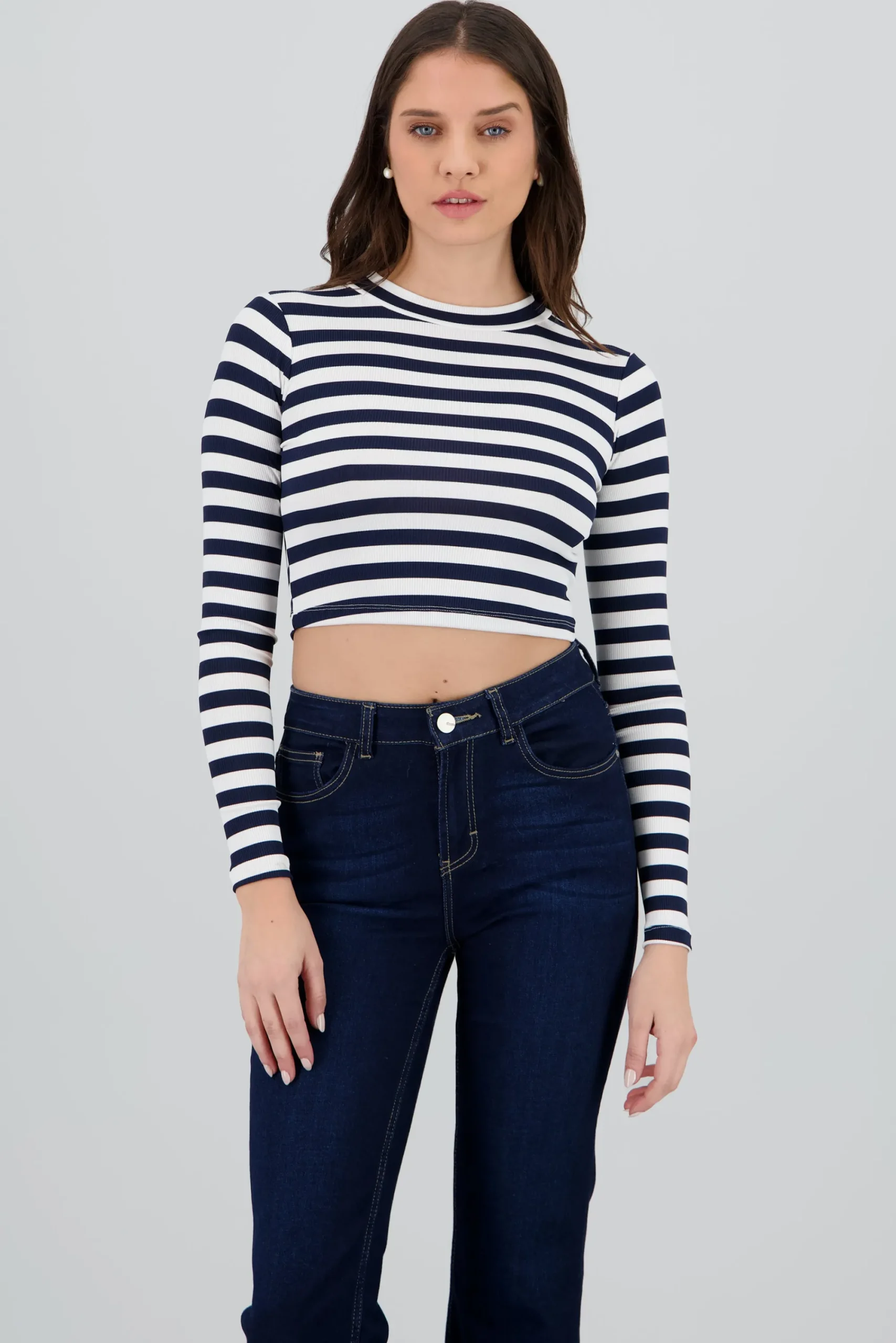 Shasa Striped Long Sleeve Blouse