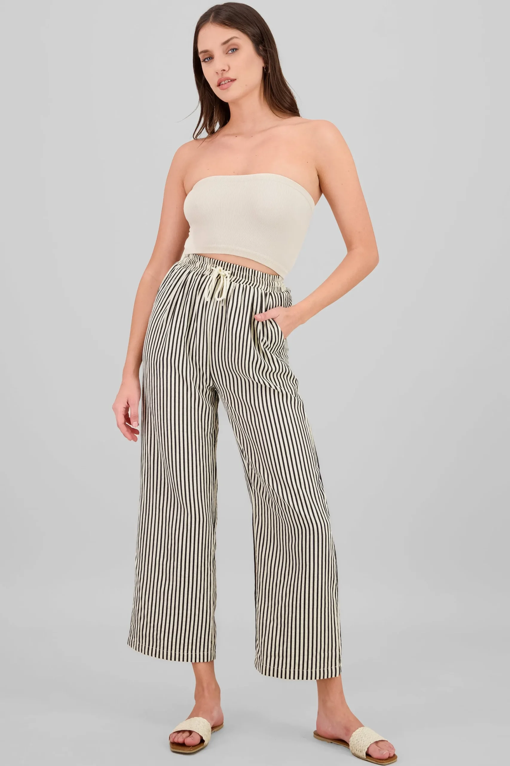 Shasa Striped Pants with Drawstring