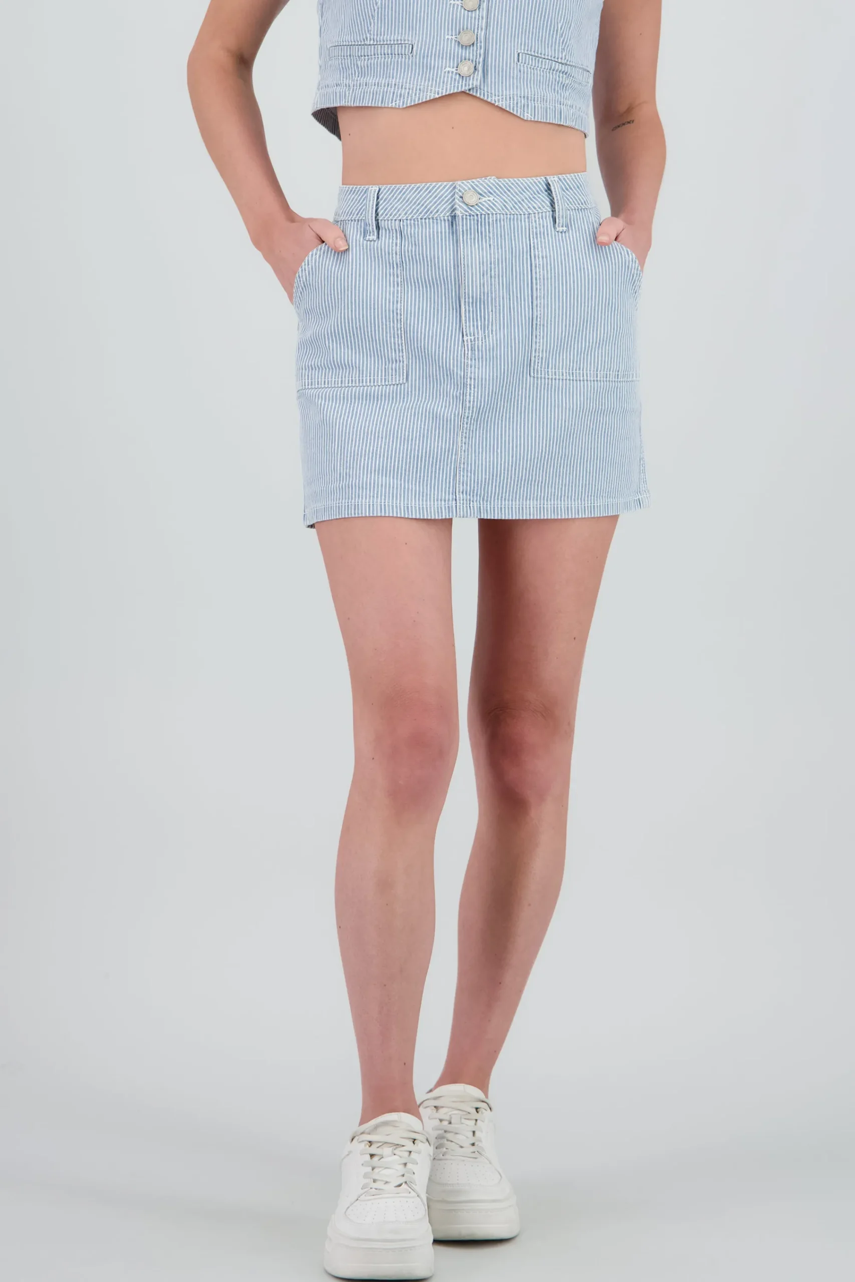 Shasa Striped Patch Pocket Skirt
