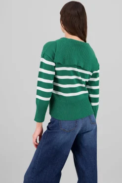 Shasa Striped Polo Neck Sweater