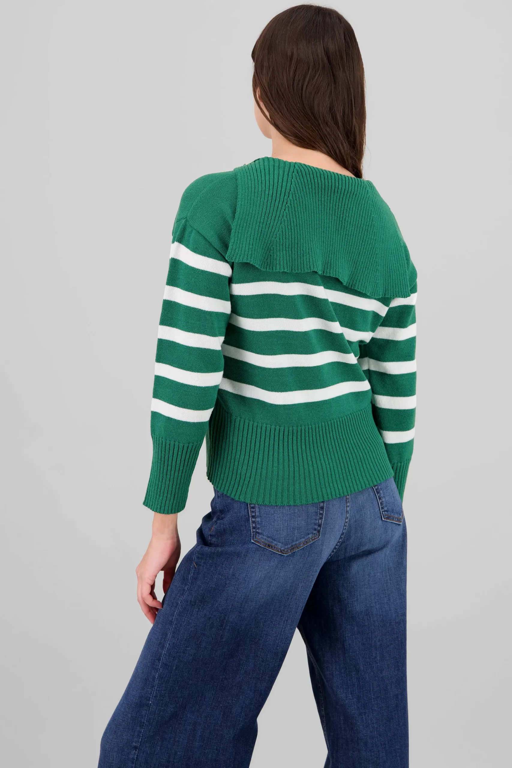 Shasa Striped Polo Neck Sweater