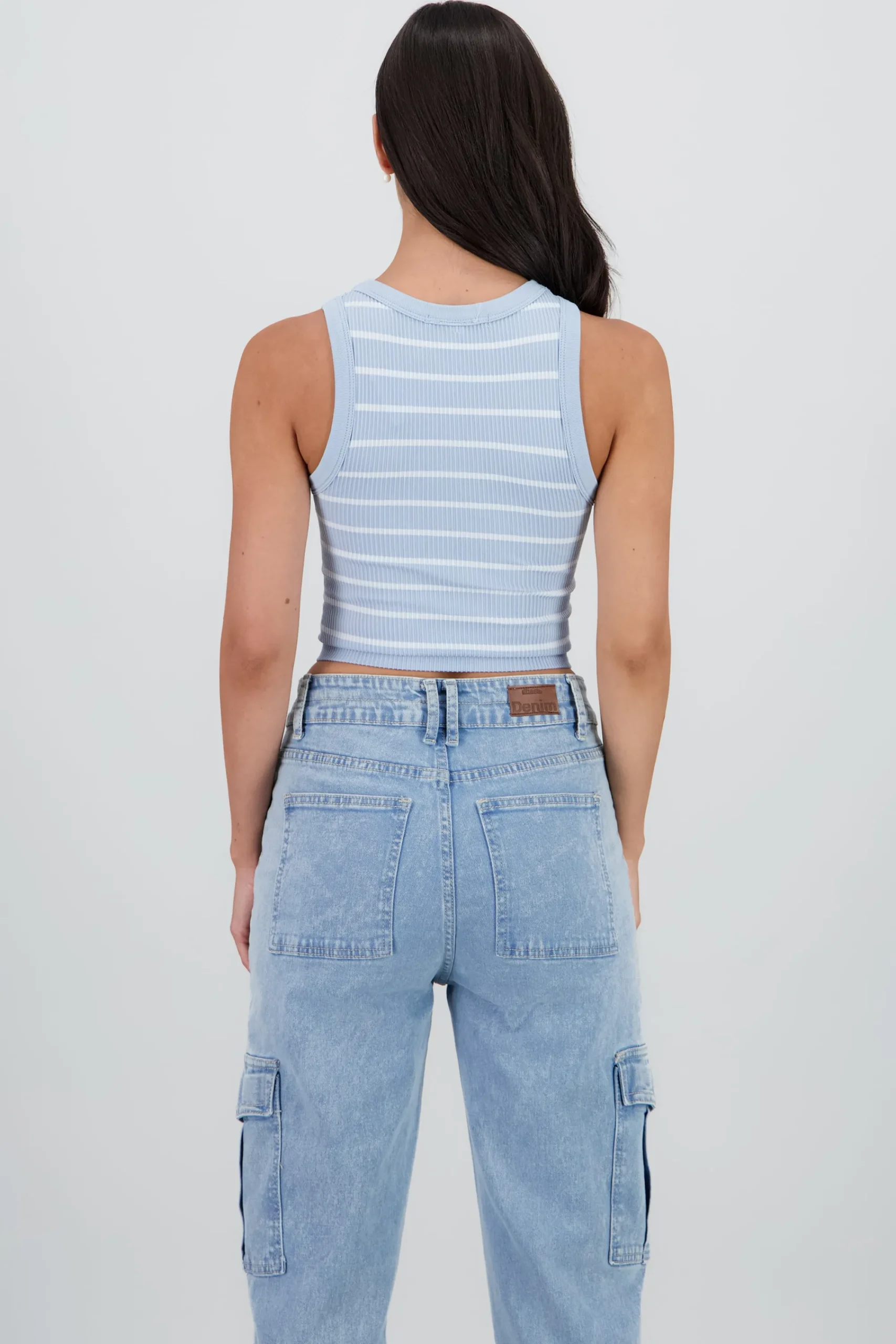 Shasa Striped Seamless Crew Neck Top