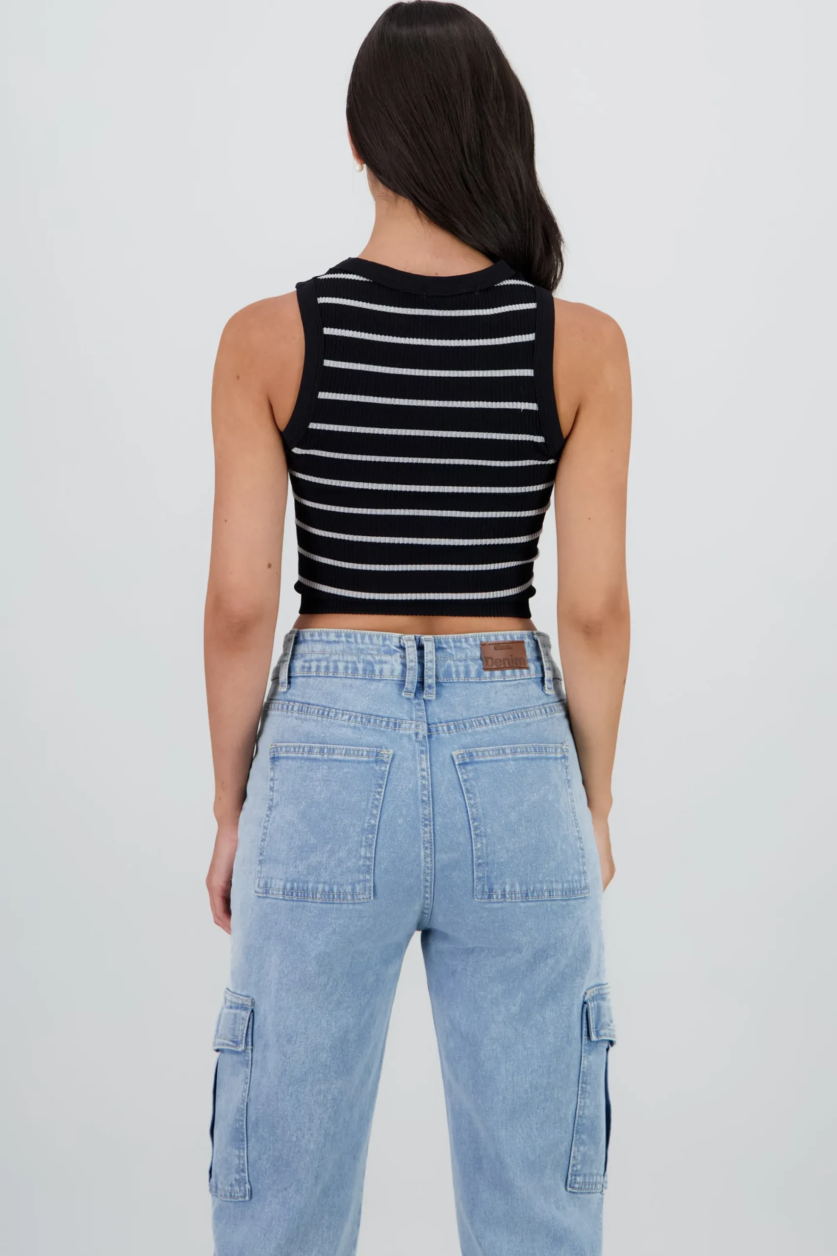 Shasa Striped Seamless Crew Neck Top