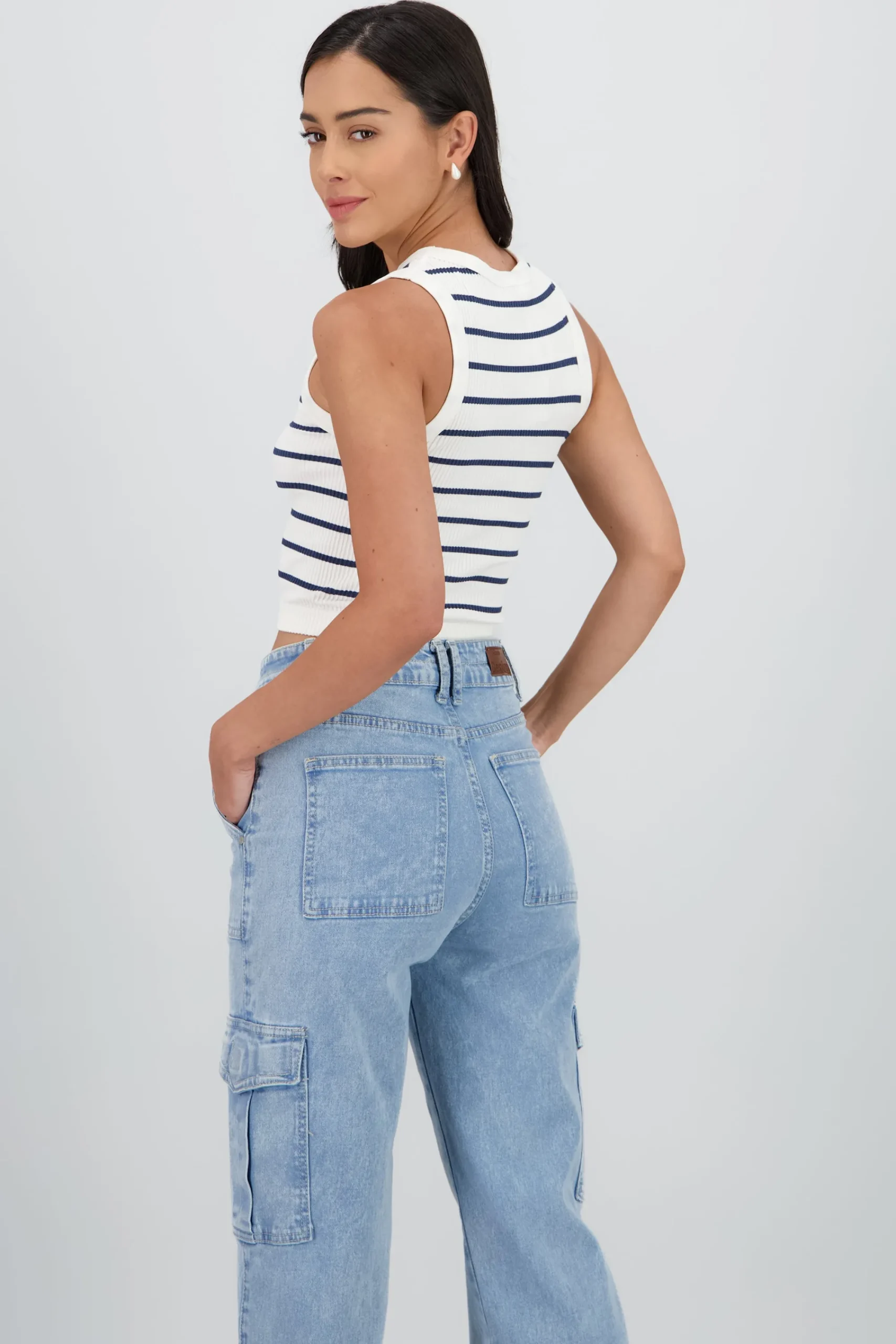Shasa Striped Seamless Crew Neck Top