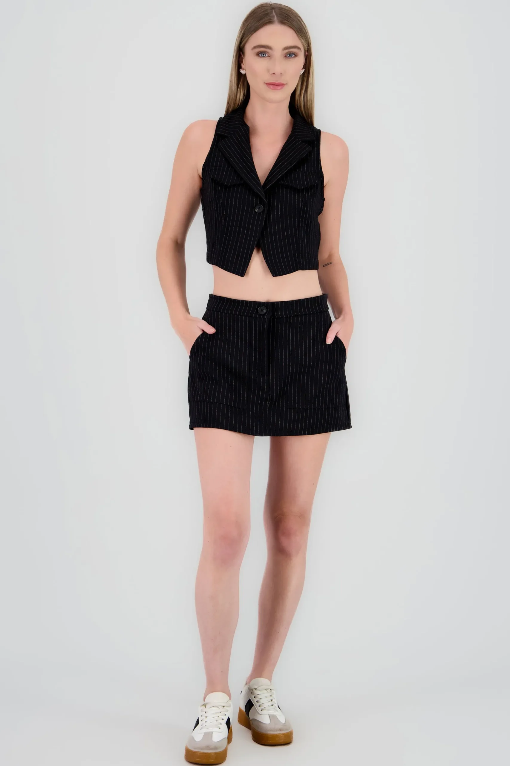 Shasa Striped Tailored Skort