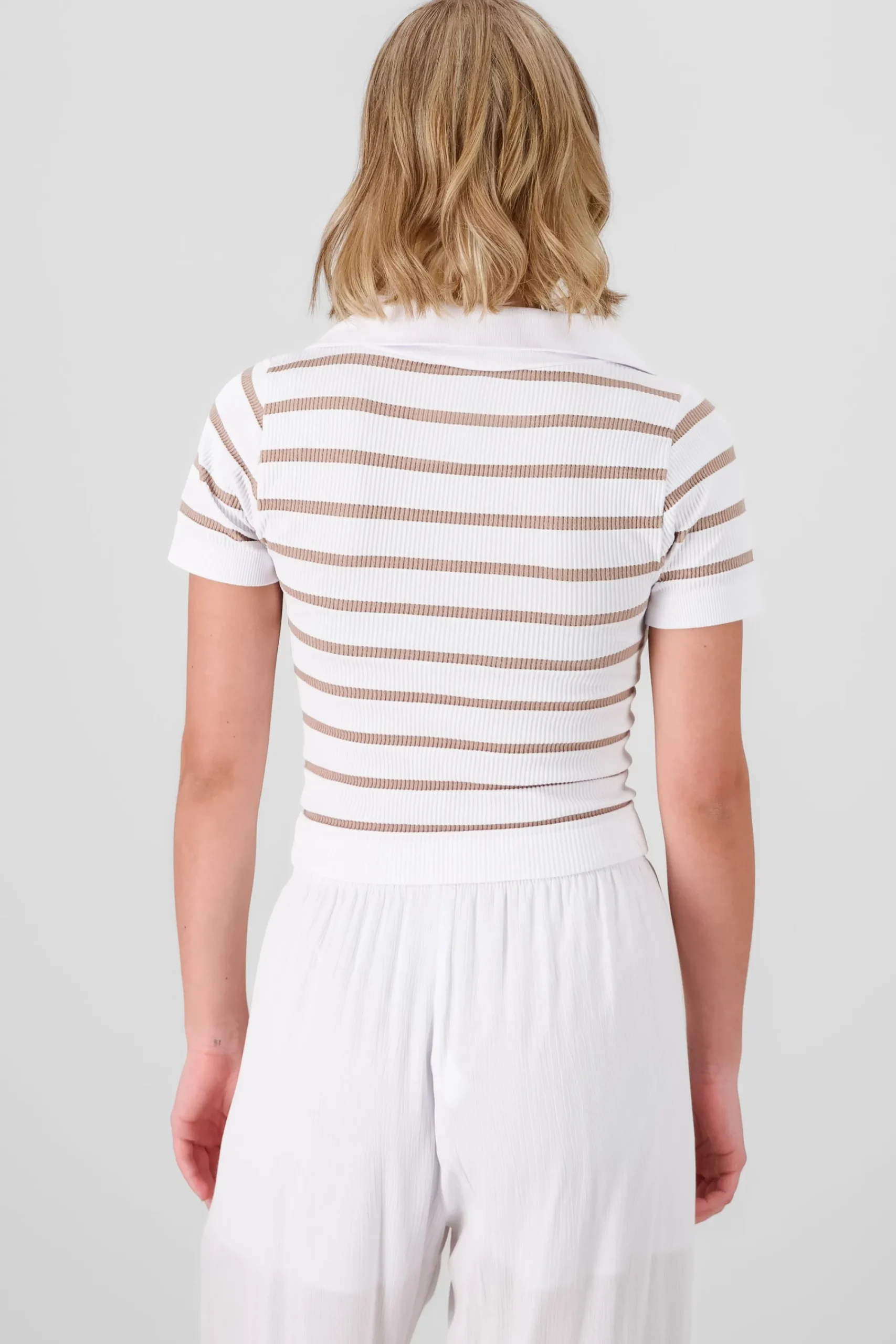Shasa Stripped Polo Neck Top