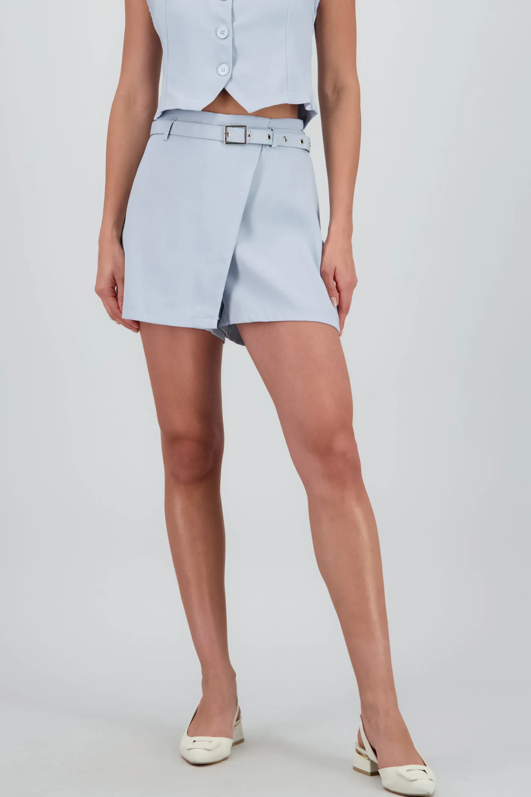 Shasa Tailored Skort with Belt Detail