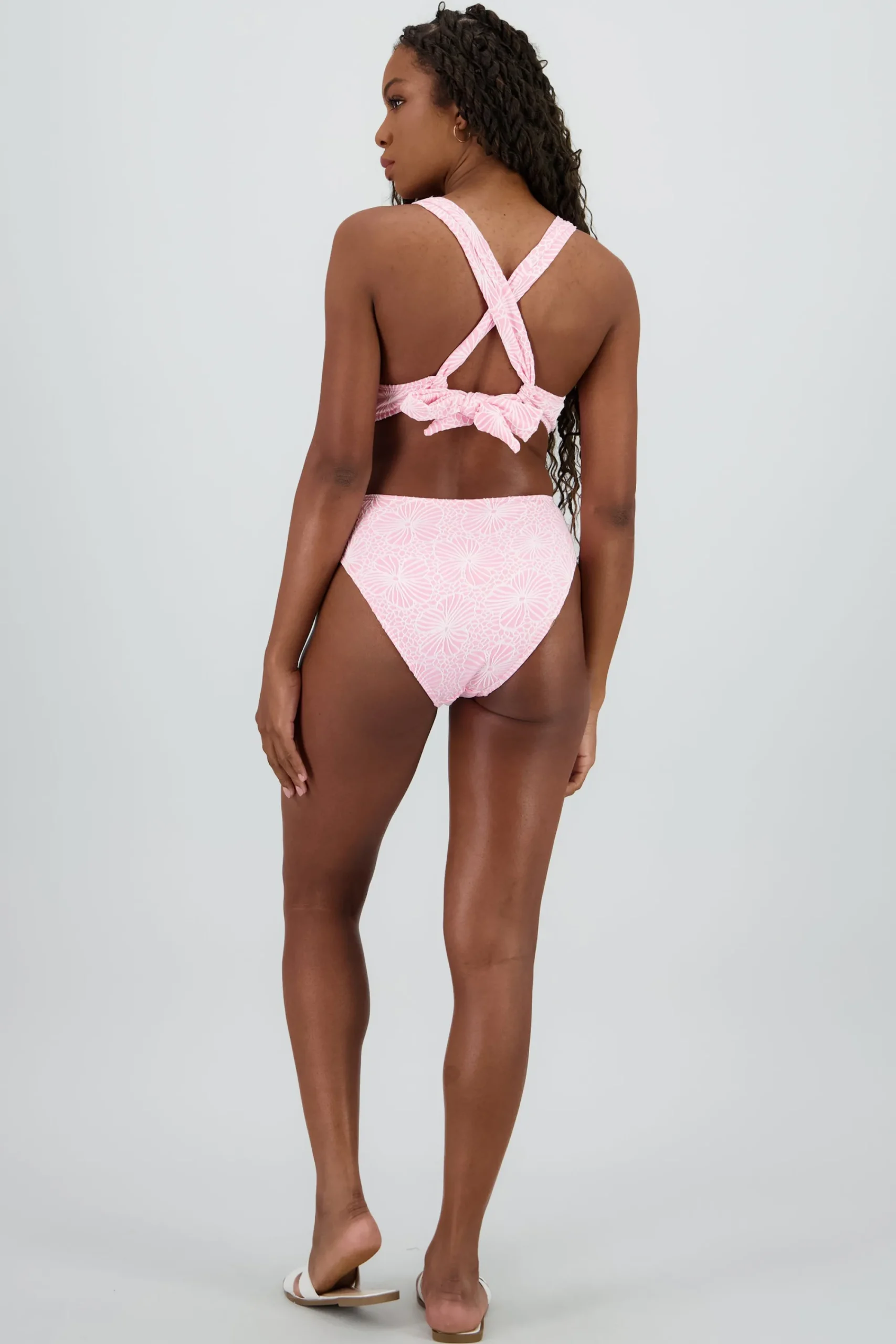 Shasa Textured Floral Swimsuit with Open Back