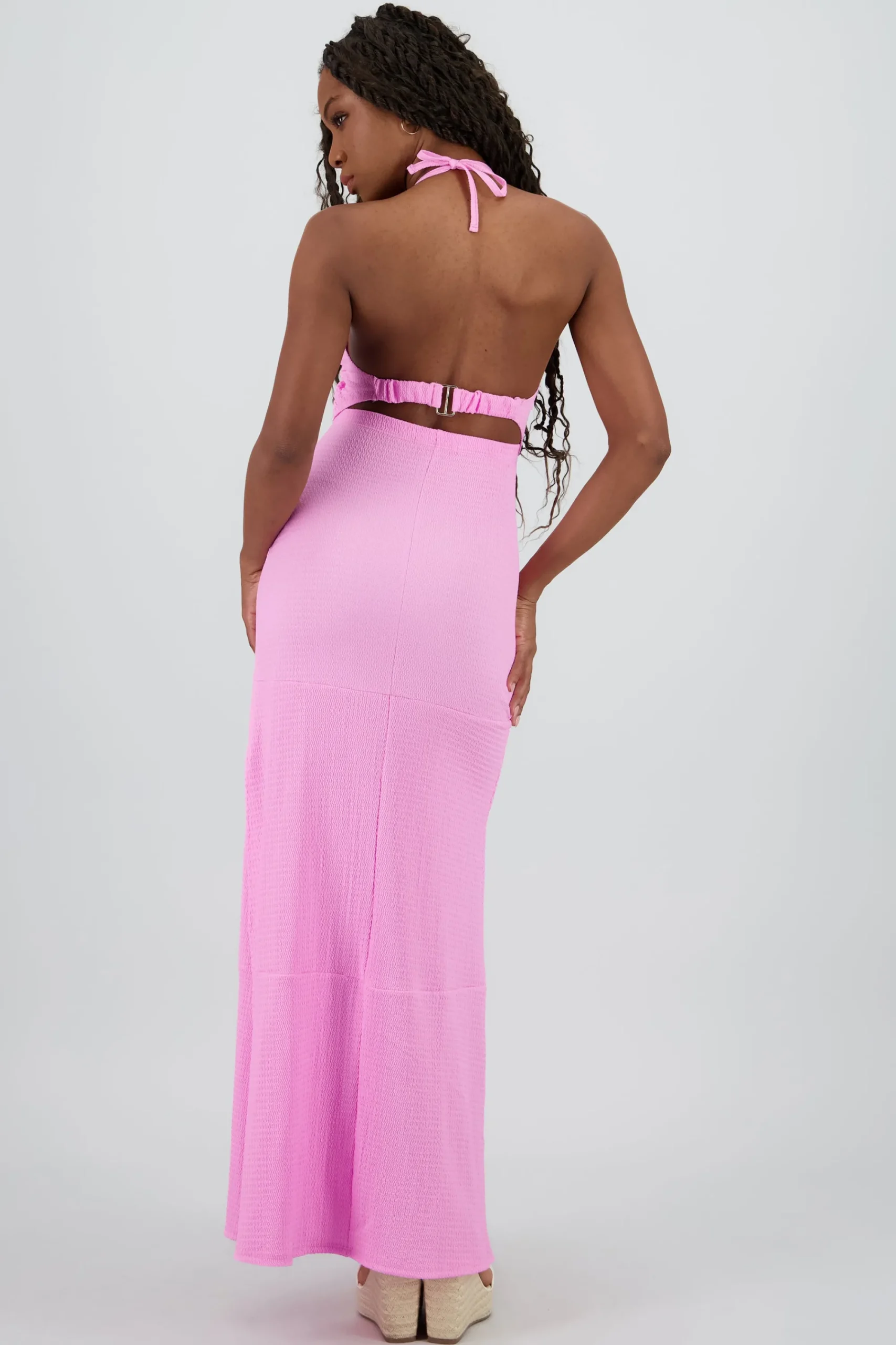 Shasa Textured Halter Maxi dress