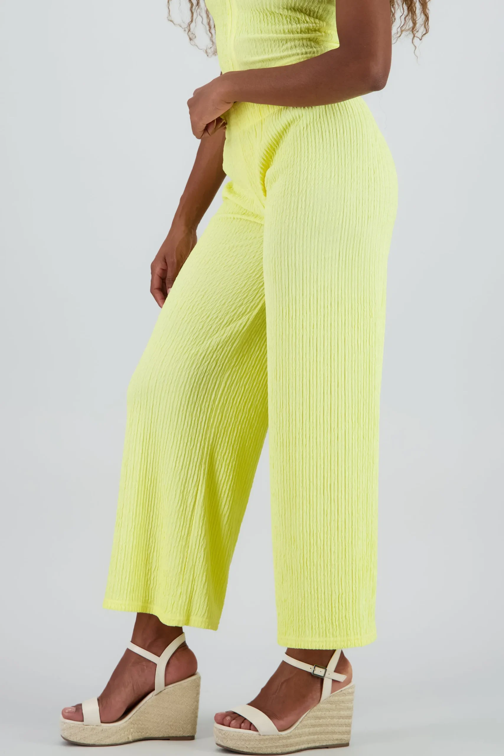 Shasa Textured Pants with Elastic Waistband