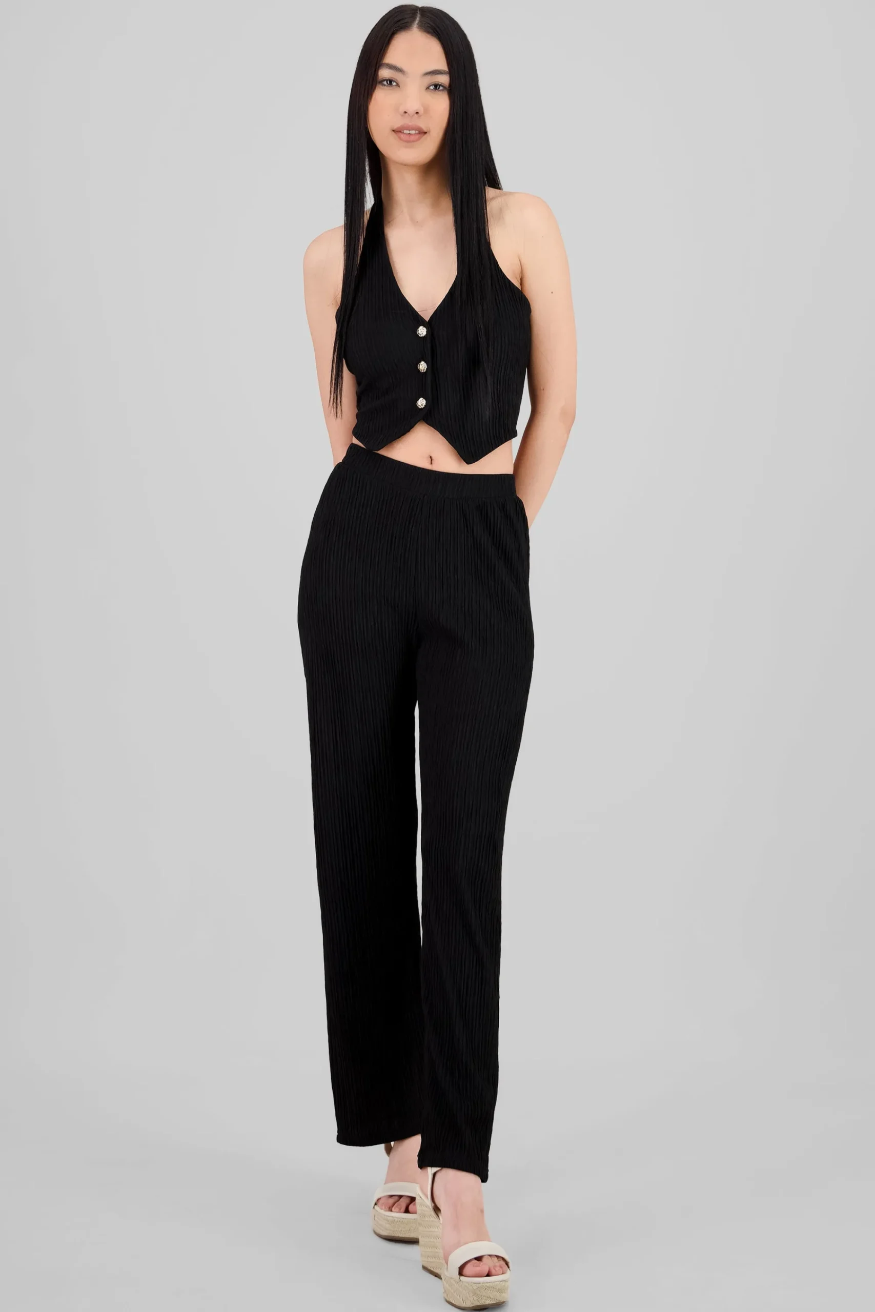 Shasa Textured Straight Pants