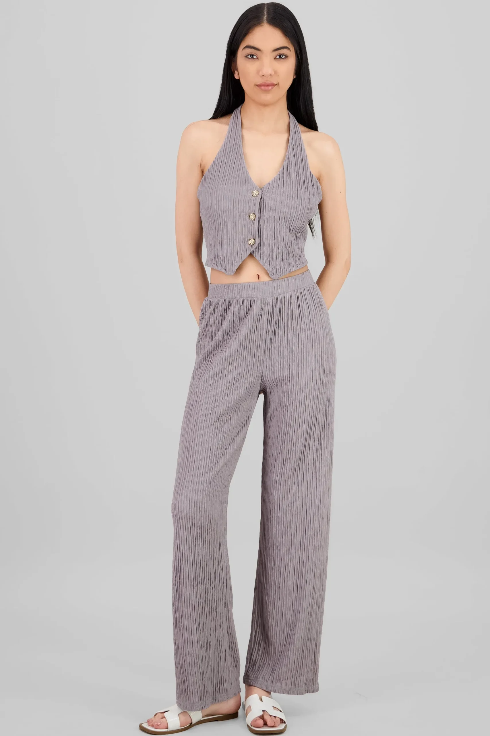 Shasa Textured Straight Pants