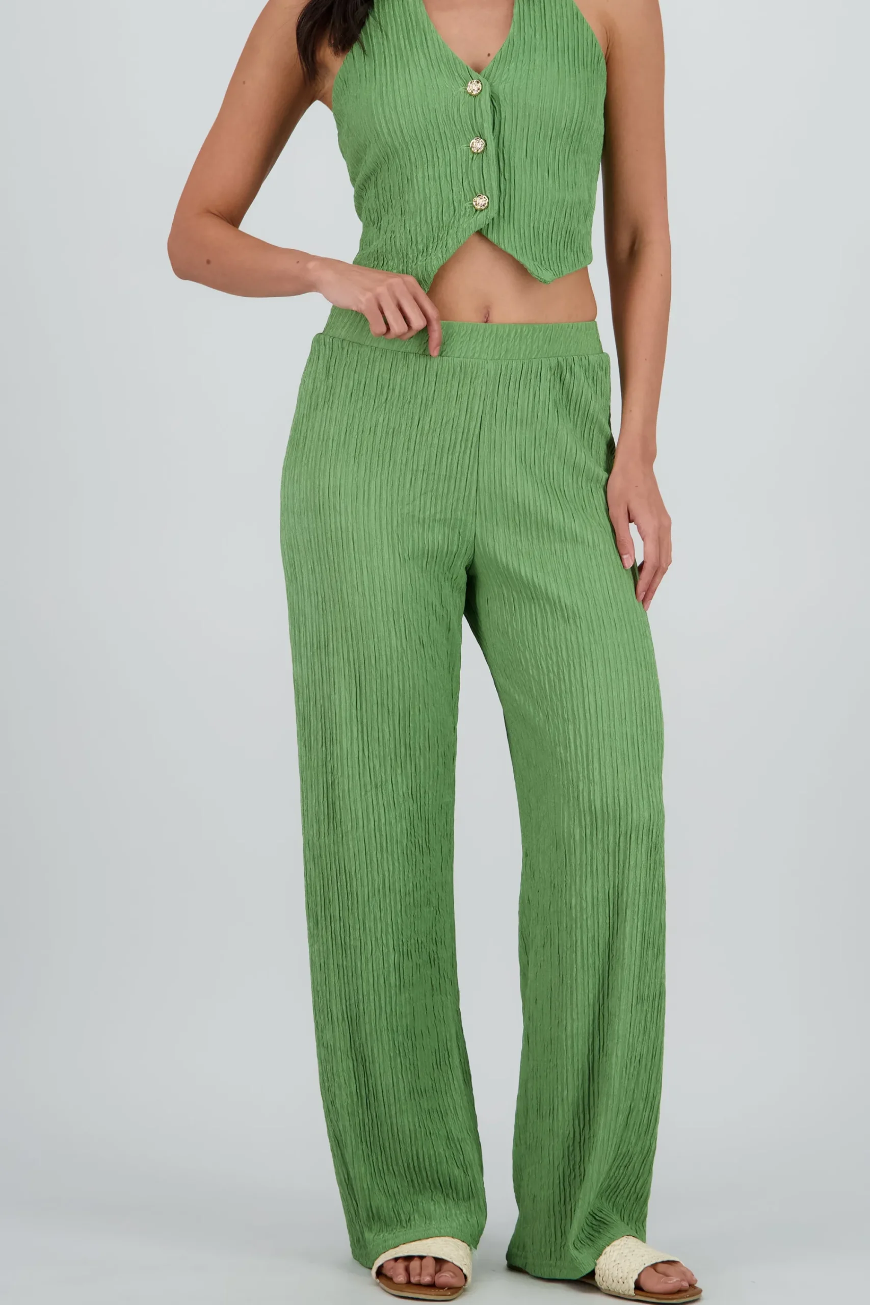 Shasa Textured Straight Pants