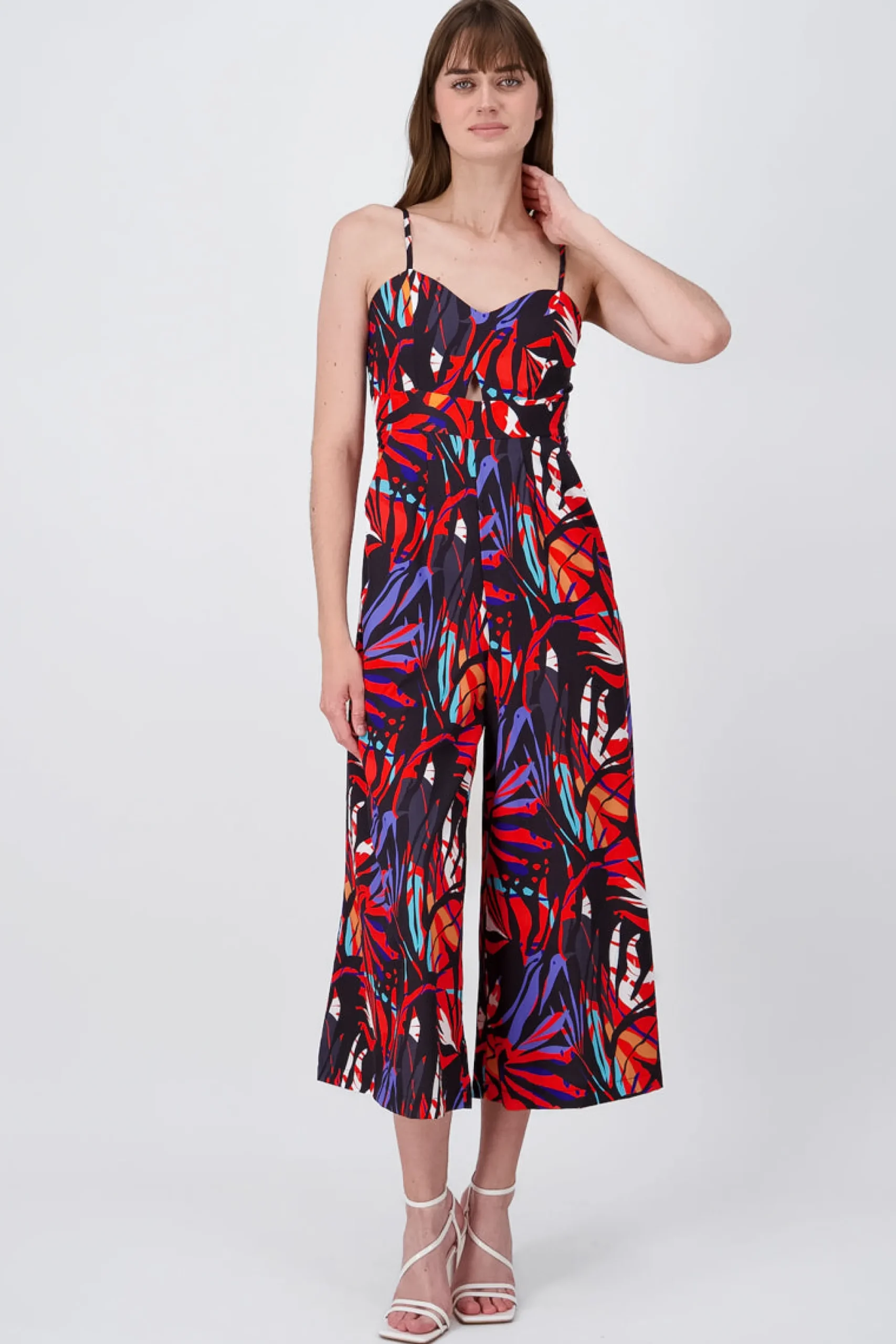Shasa Tropical Print Fluid VNeck Jumpsuit