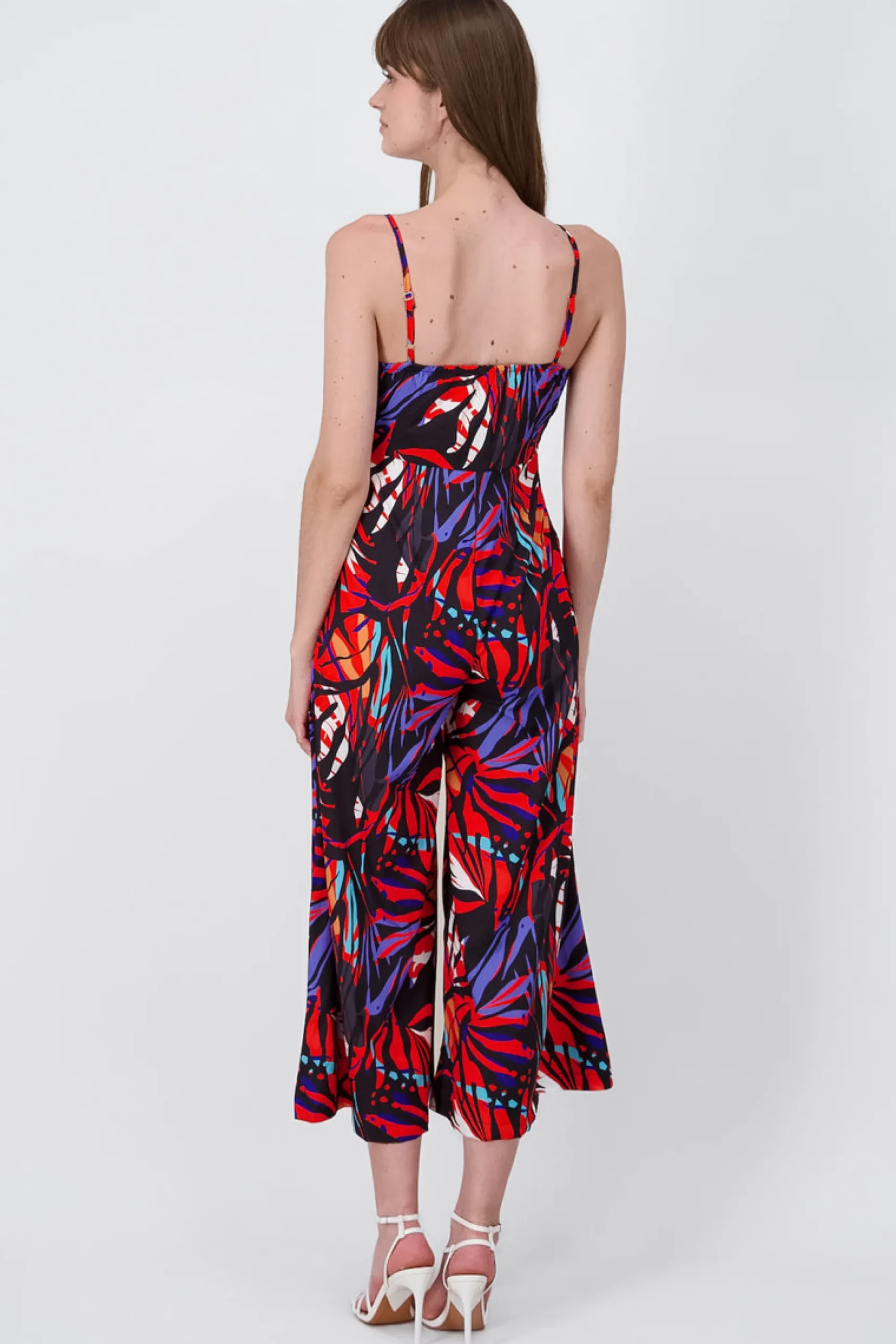 Shasa Tropical Print Fluid VNeck Jumpsuit