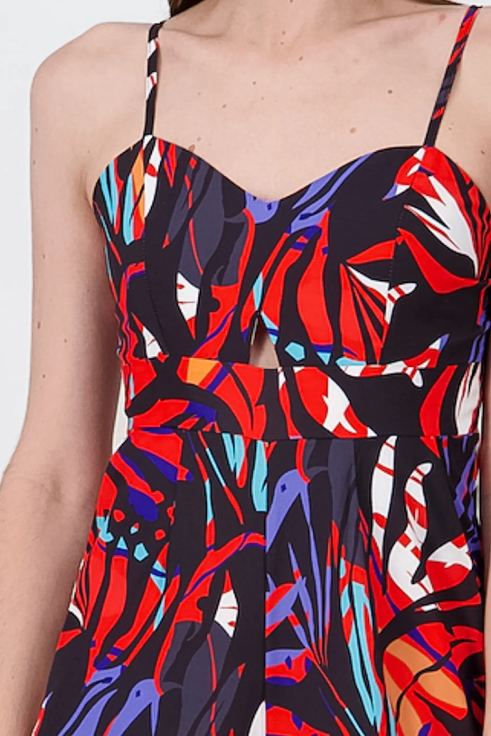 Shasa Tropical Print Fluid VNeck Jumpsuit