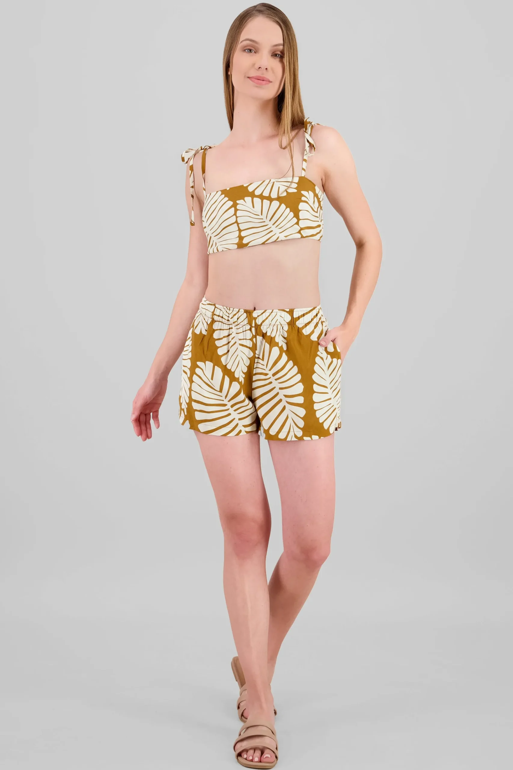 Shasa Tropical Print Shorts with Pockets