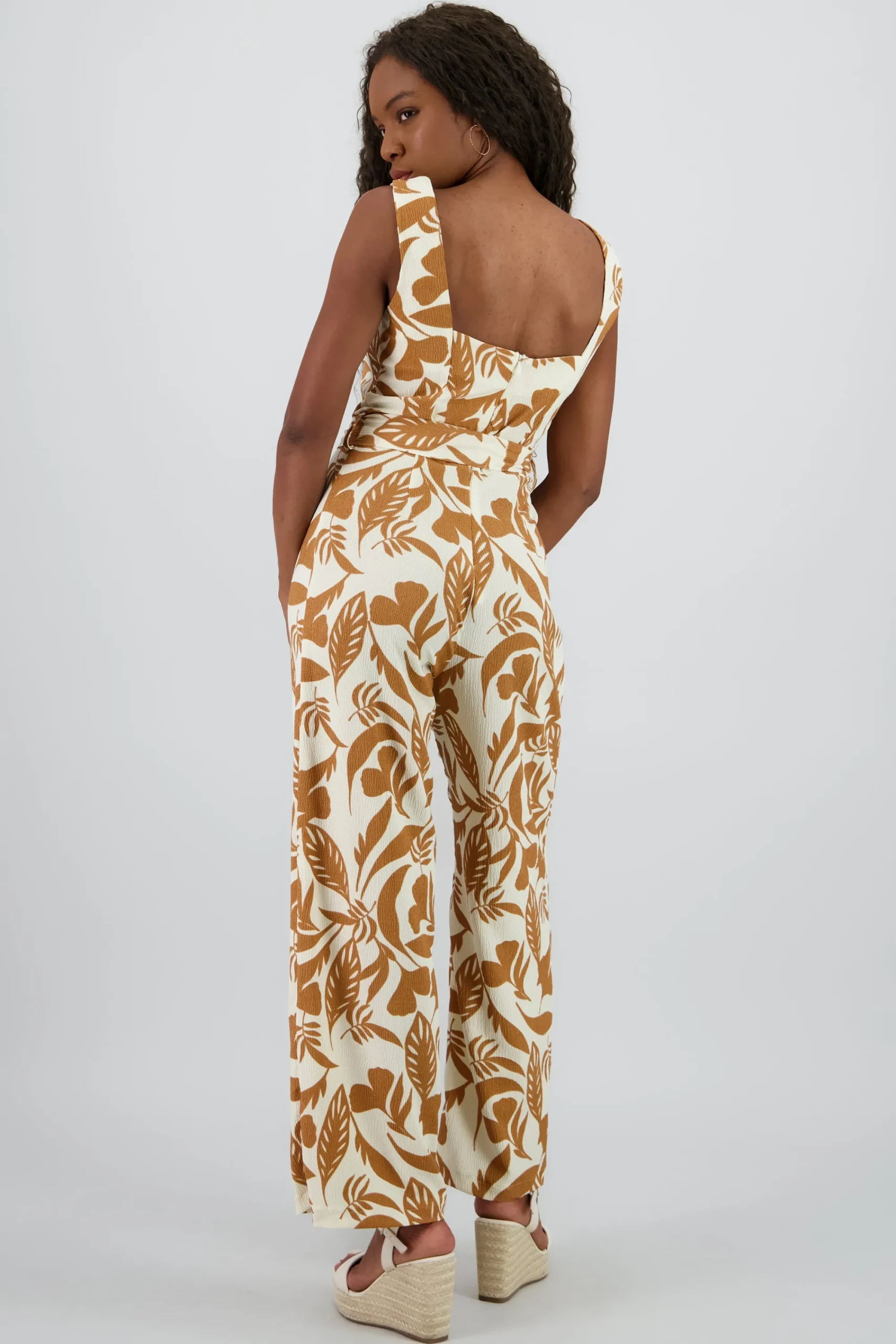 Shasa Tropical Print Strappy Jumpsuit