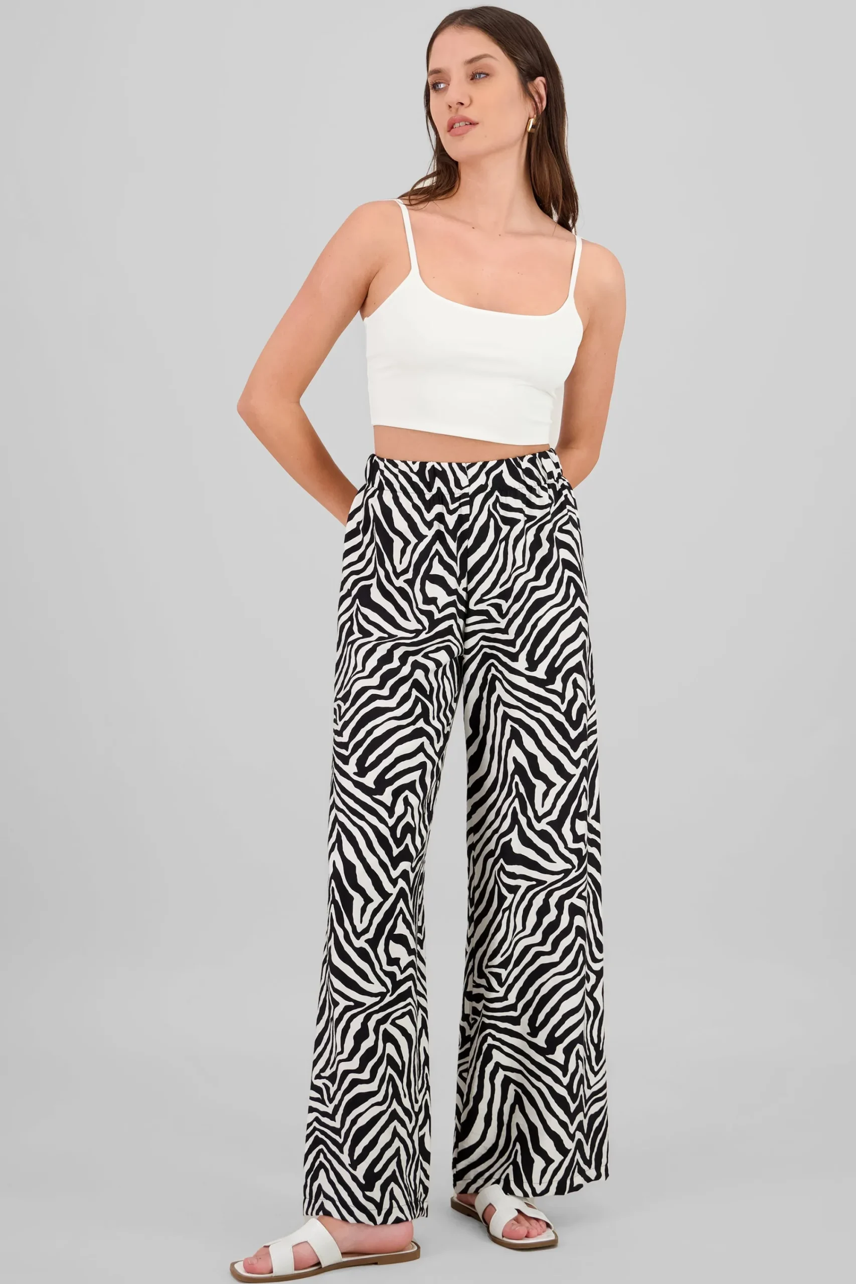 Shasa Tropical Print Wide Leg Pants