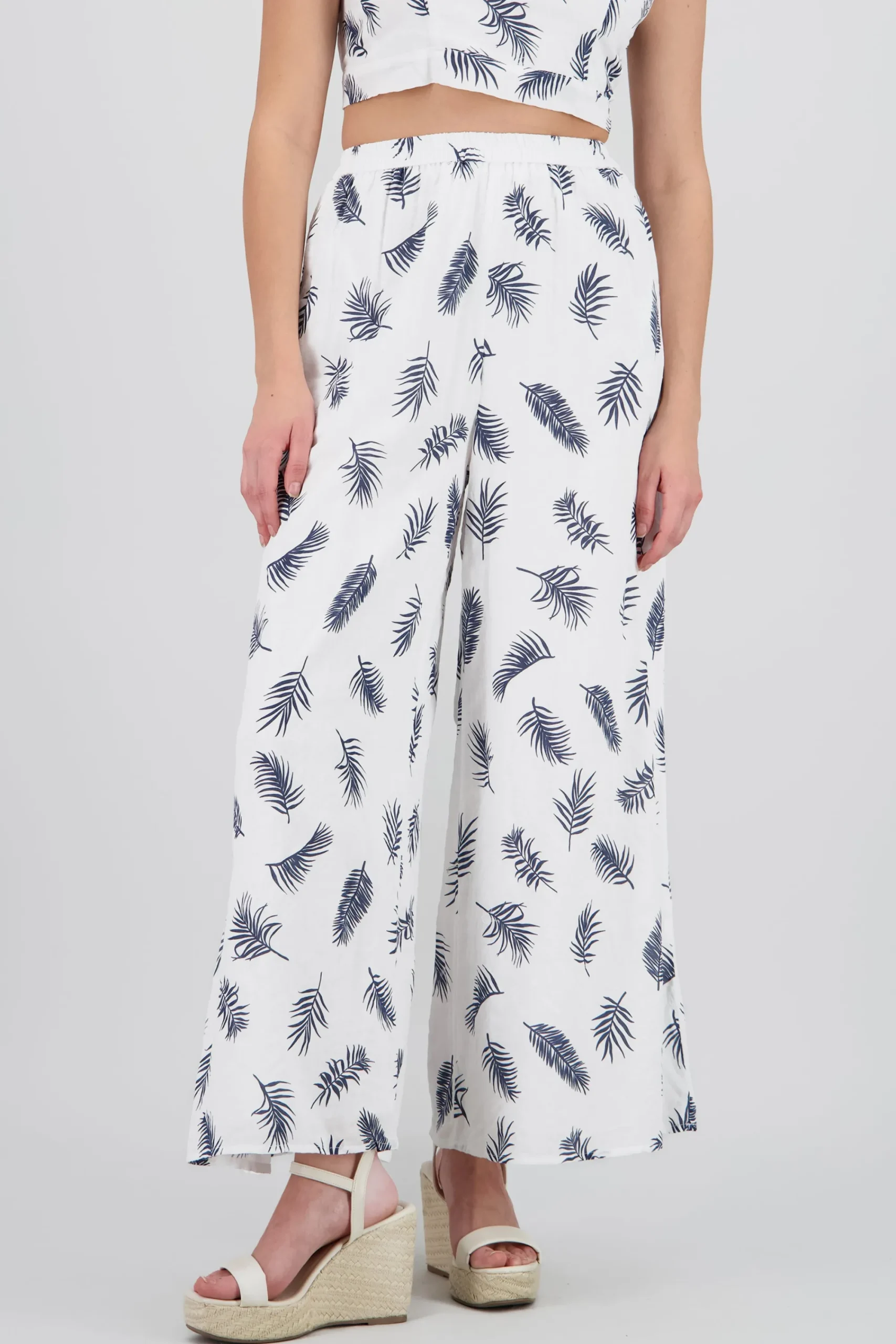 Shasa Tropical Print Wide Leg Pants